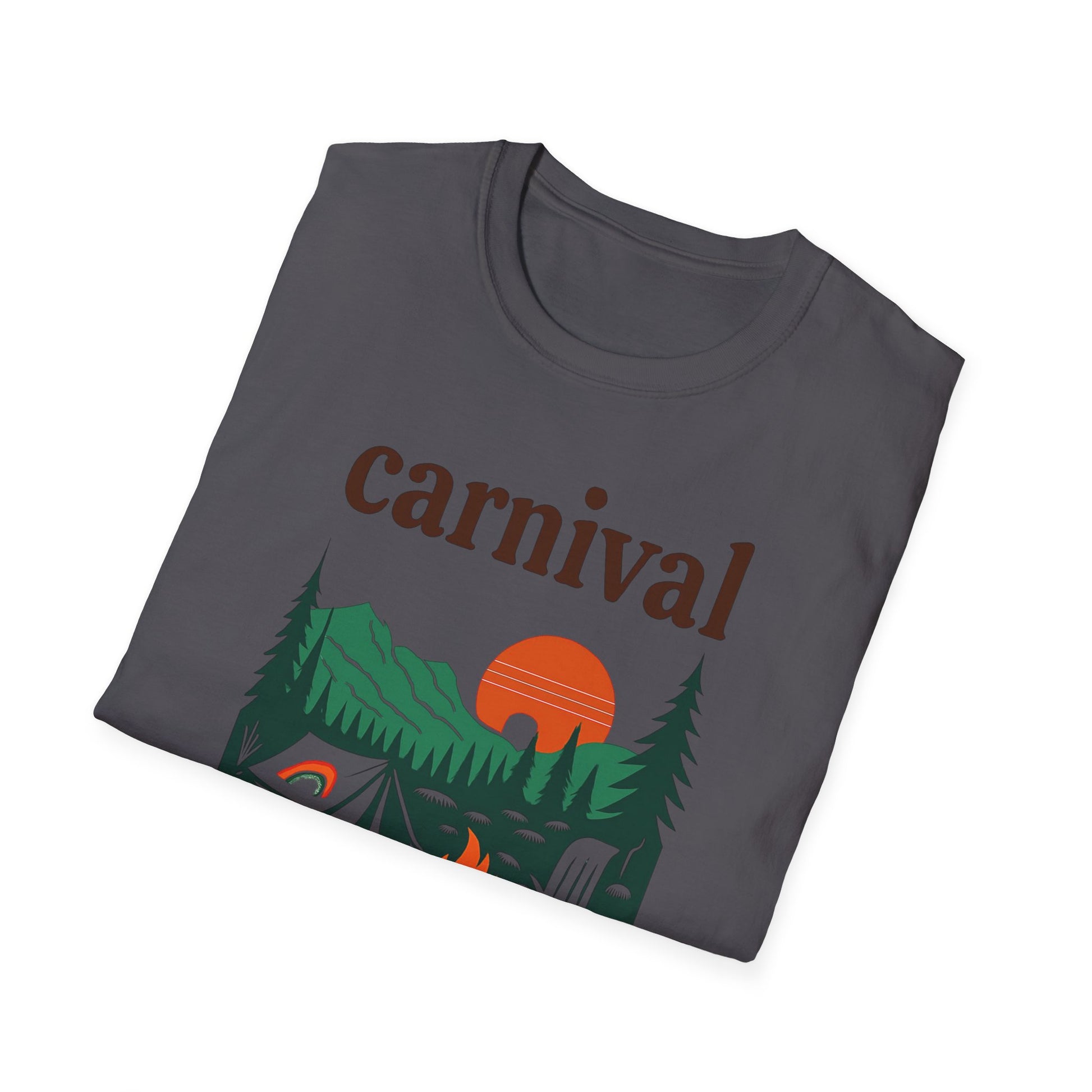 Vintage Camping Graphic T-Shirt, carnival rainbow Unisex Outdoor Tee, Nature Lover Gift, Festival , Retro Hiking Shirt, Carnival 2023 Merch