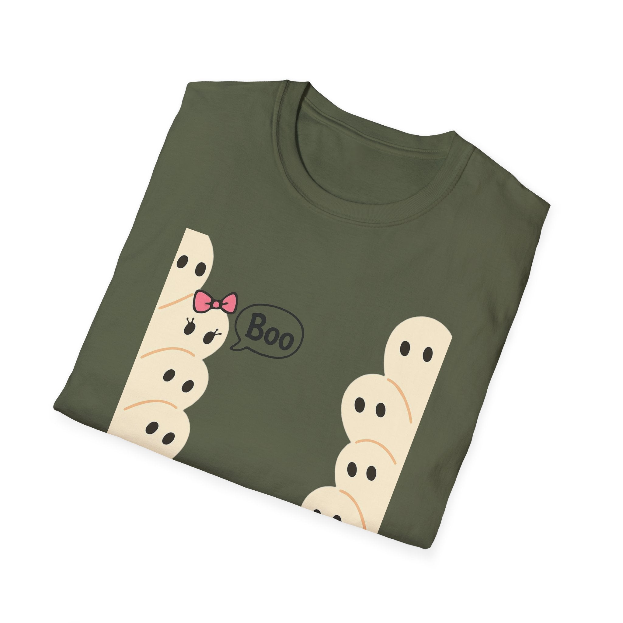 Spooky Ghost Boo Bow Cute Halloween Unisex T-Shirt, Halloween Shirt, Ghost Costume, Halloween Party Shirt, Spooky Tee, Cute Halloween Top