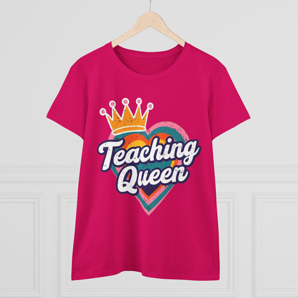 Teaching Queen Tee, Best Teacher Gift Shirt, Midweight Cotton T-Shirt, Teacher Appreciation Top, Female Educator Apparel, School Instructor