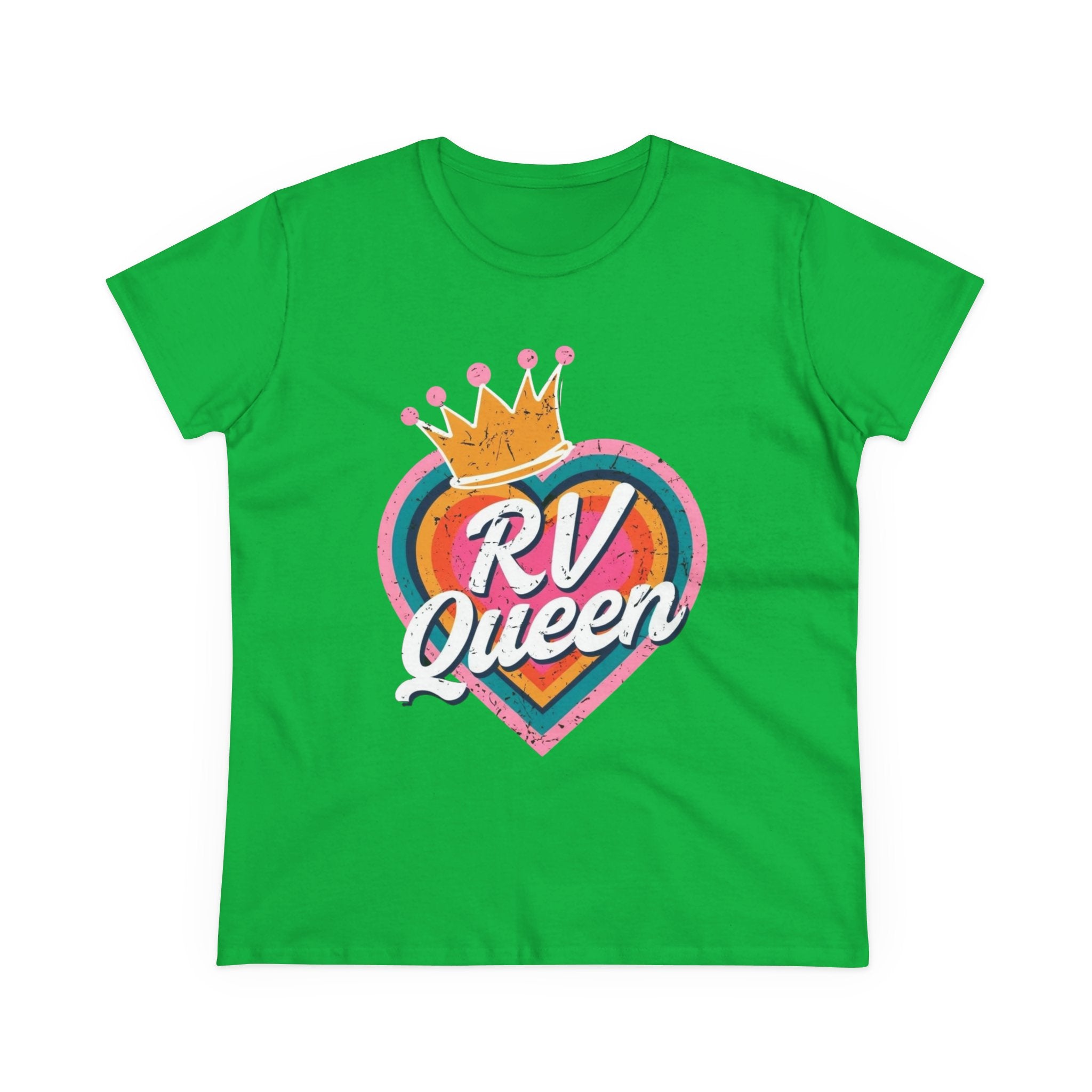 T-Shirt, RV Queen Camping Traveling, Women's Midweight Cotton Tee, Outdoor Adventure Shirt, Camper Life Top, Road Trip Apparel, Campfire