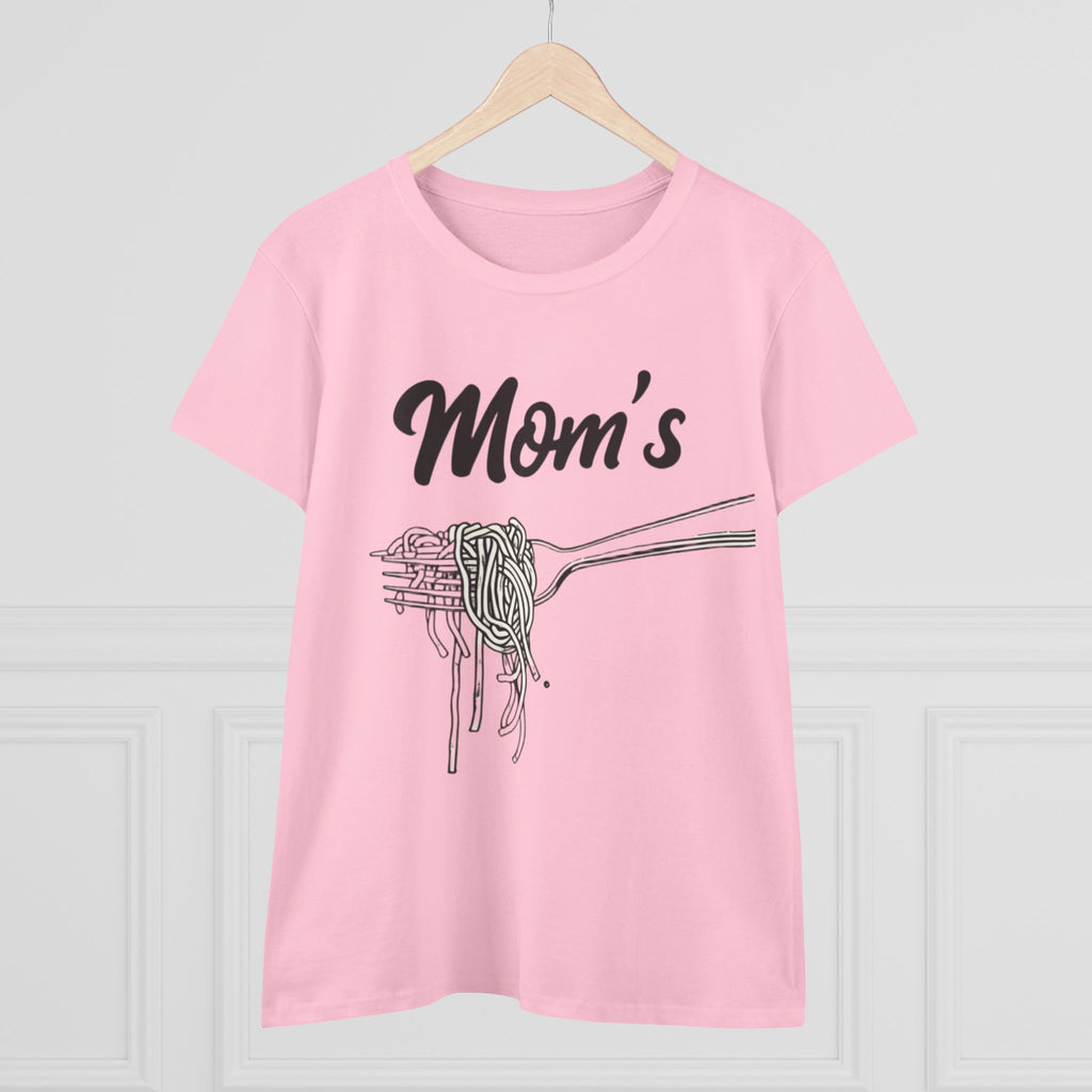 Mom's Spaghetti Tee - Women's Midweight Cotton T-Shirt, Gift for Mother's Day, Foodie Shirt, Casual Wear, Cozy Top