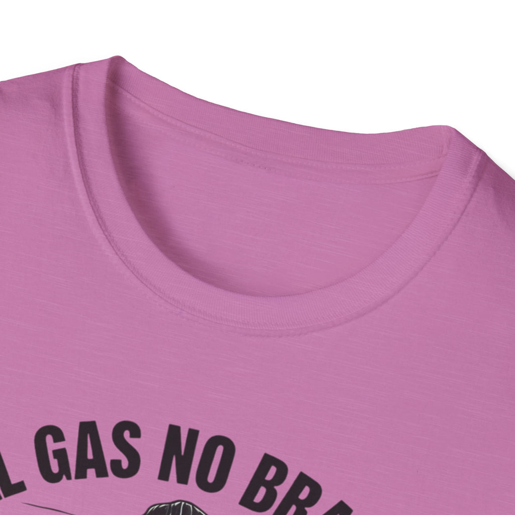 All Gas No Brakes Tee, Beach Party Skull Unisex Softstyle T-Shirt, Summer Skeleton Shirt, Vacation Graphic Top, Surfing Skeleton Apparel