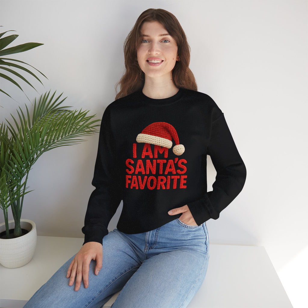 Christmas Sweatshirt - "I Am Santa's Favorite" Festive Crewneck printed