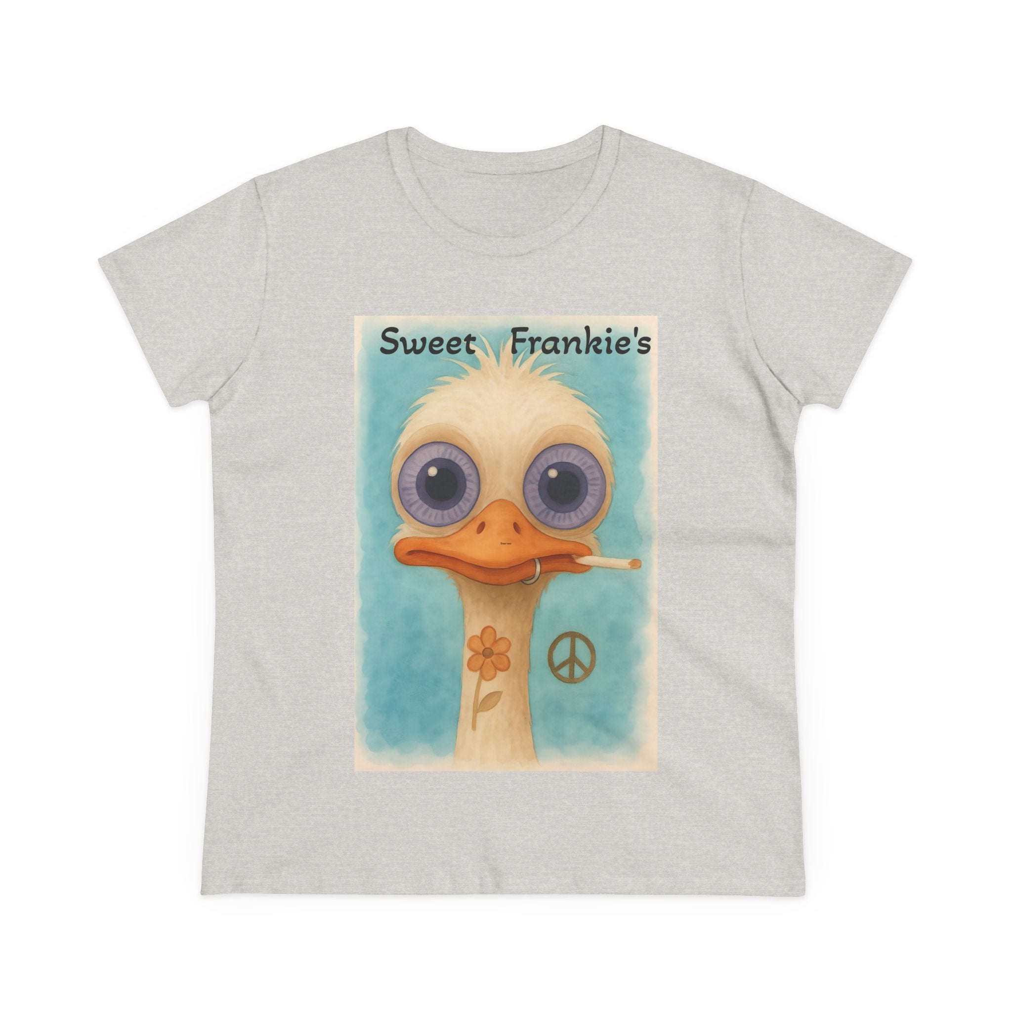 T-Shirt, Sweet Frankies Ostrich Graphic Tee, Funny Tee, Women's Graphic Shirt, Gift for Her, Women's Cotton Shirt social justice wear