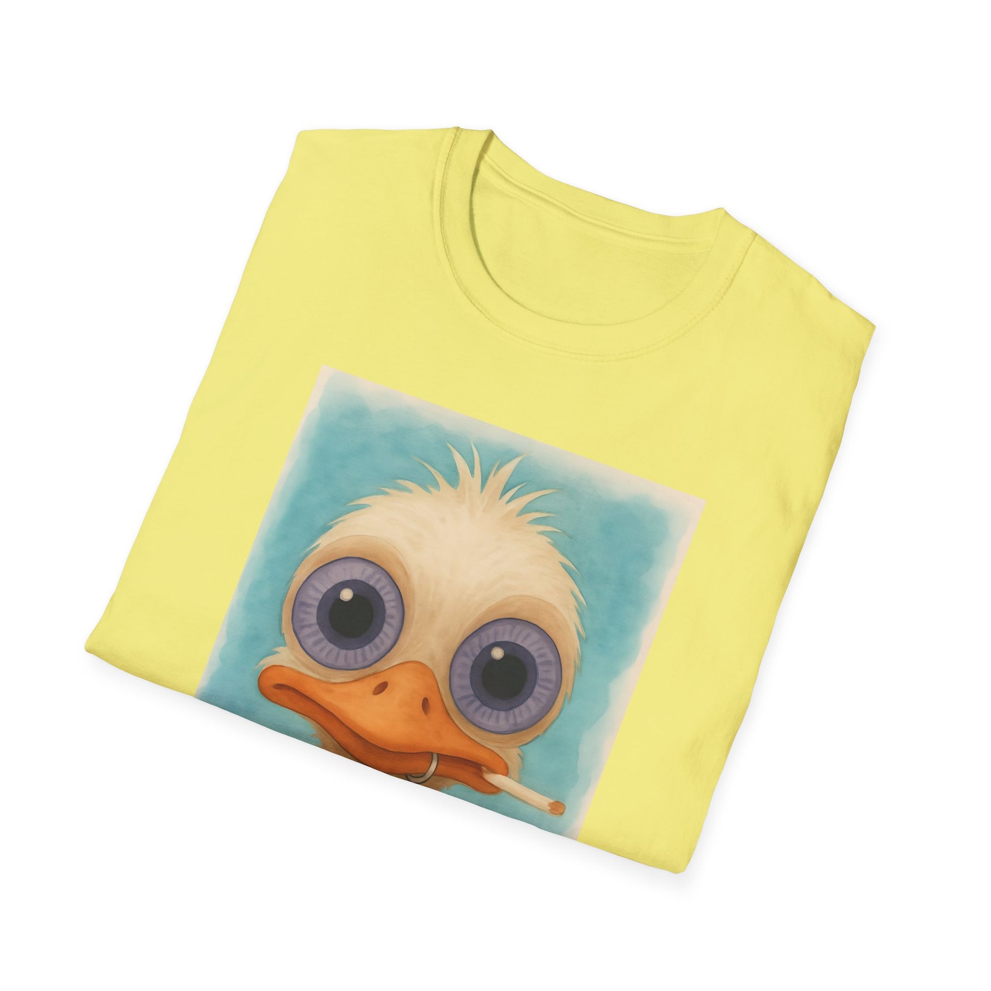 Ostrich Graphic T-Shirt, Unisex Softstyle Tee, Cute Animal Shirt, Gift for Friends, Quirky Humor Top, Smoke fun gift