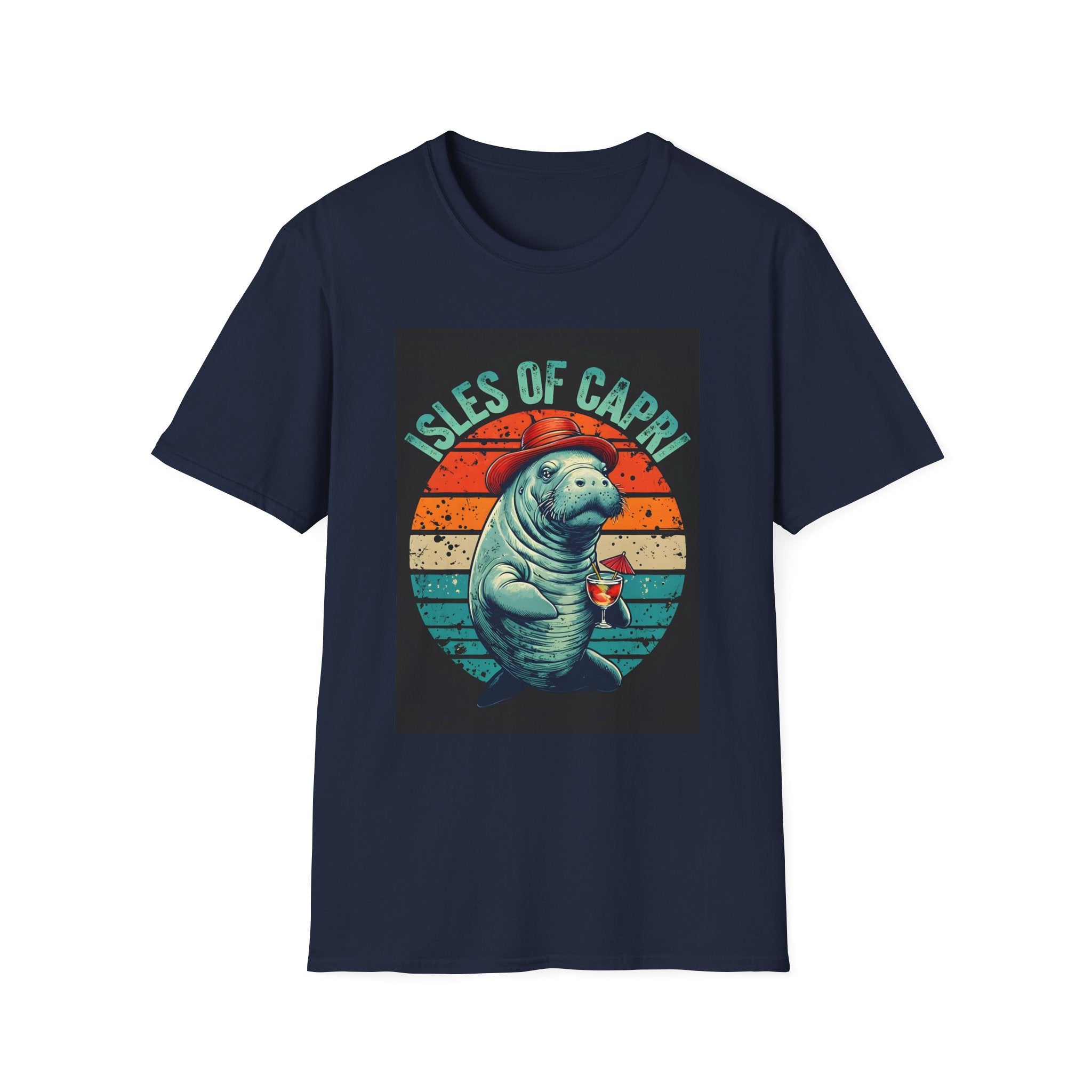 Manatee Lover Unisex Softstyle T-Shirt, Animal Print Shirt, Wildlife Tee, Ocean Theme Top, Nature Graphic Tee