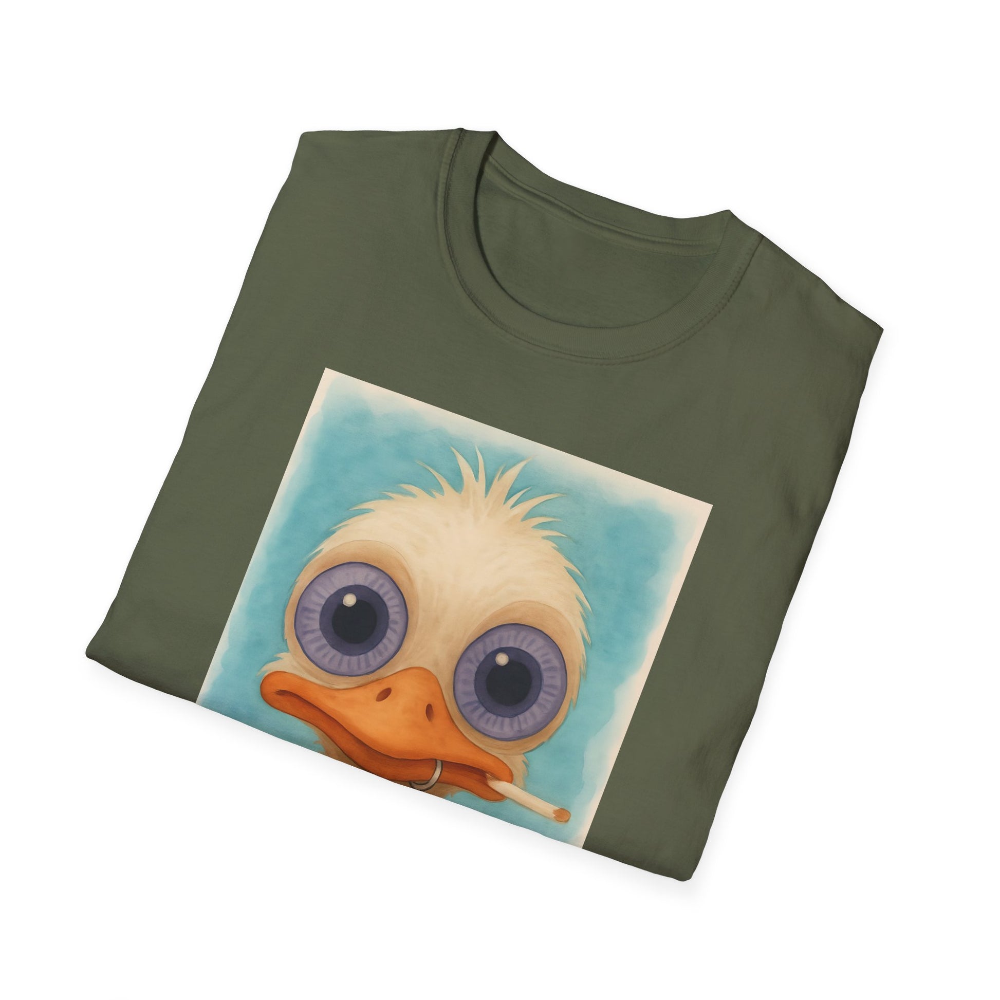 Ostrich Graphic T-Shirt, Unisex Softstyle Tee, Cute Animal Shirt, Gift for Friends, Quirky Humor Top, Smoke fun gift