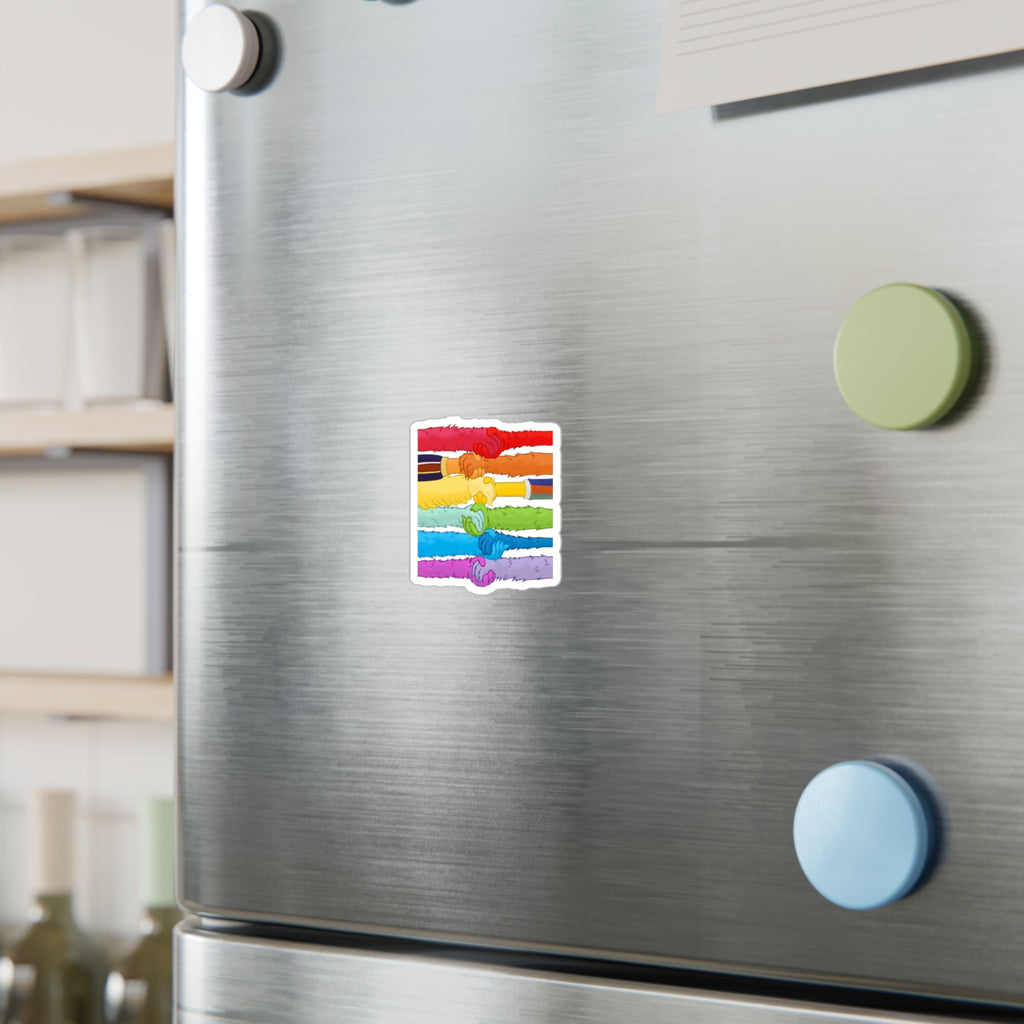 Kindness and diversity matter! Colorful Pride LGBTQ+ anti trump  Colorful Handshake Vinyl Decals, Stickers, Laptop Pride, Friendship Gifts