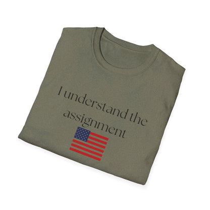 I understand the assignment and flag Unisex Softstyle T-Shirt