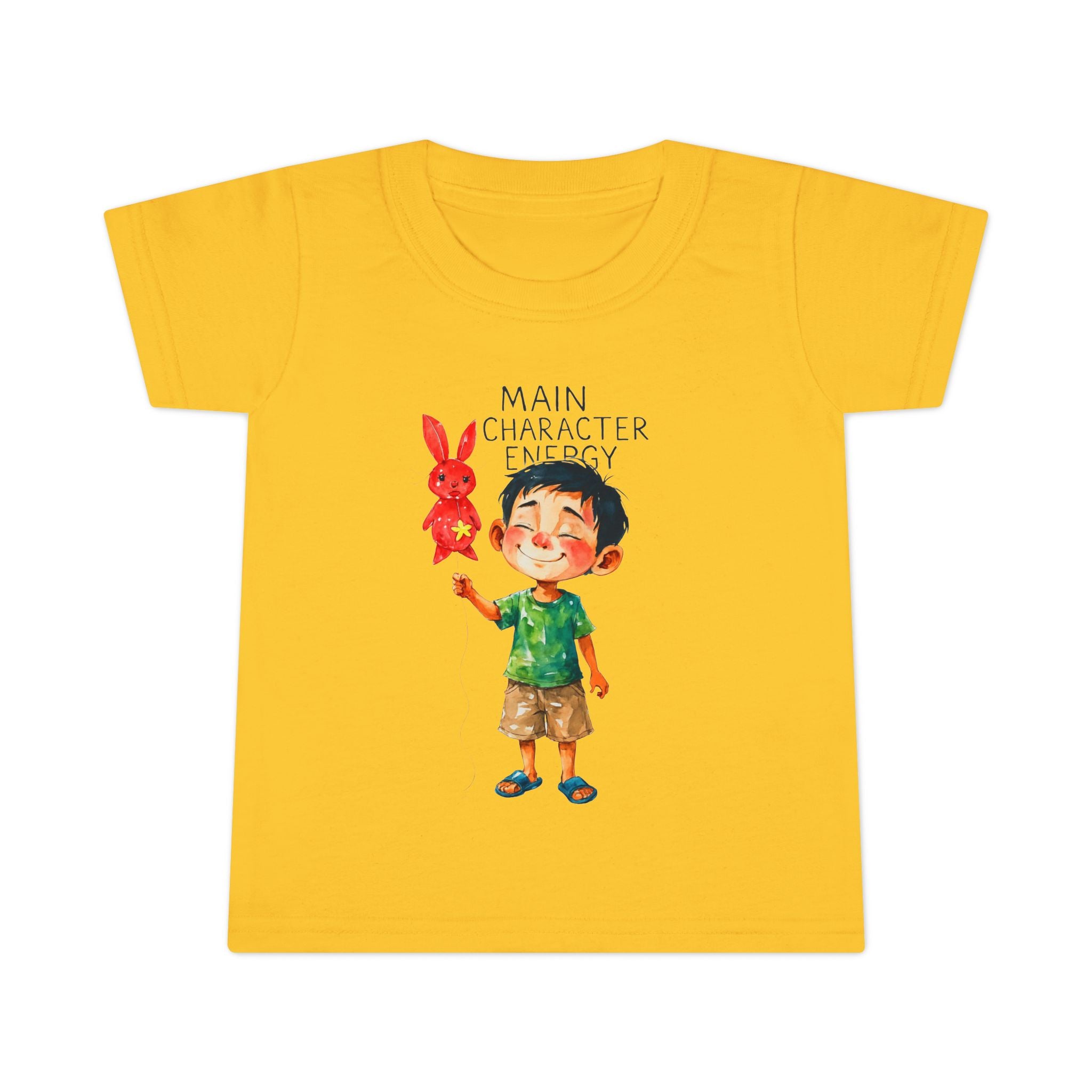 Main Character Energy boys Playful Toddler T-Shirt with Bunny Cute Kids Tee, Fun Spring Outfit, Perfect Birthday Gift,  Adventure Wear