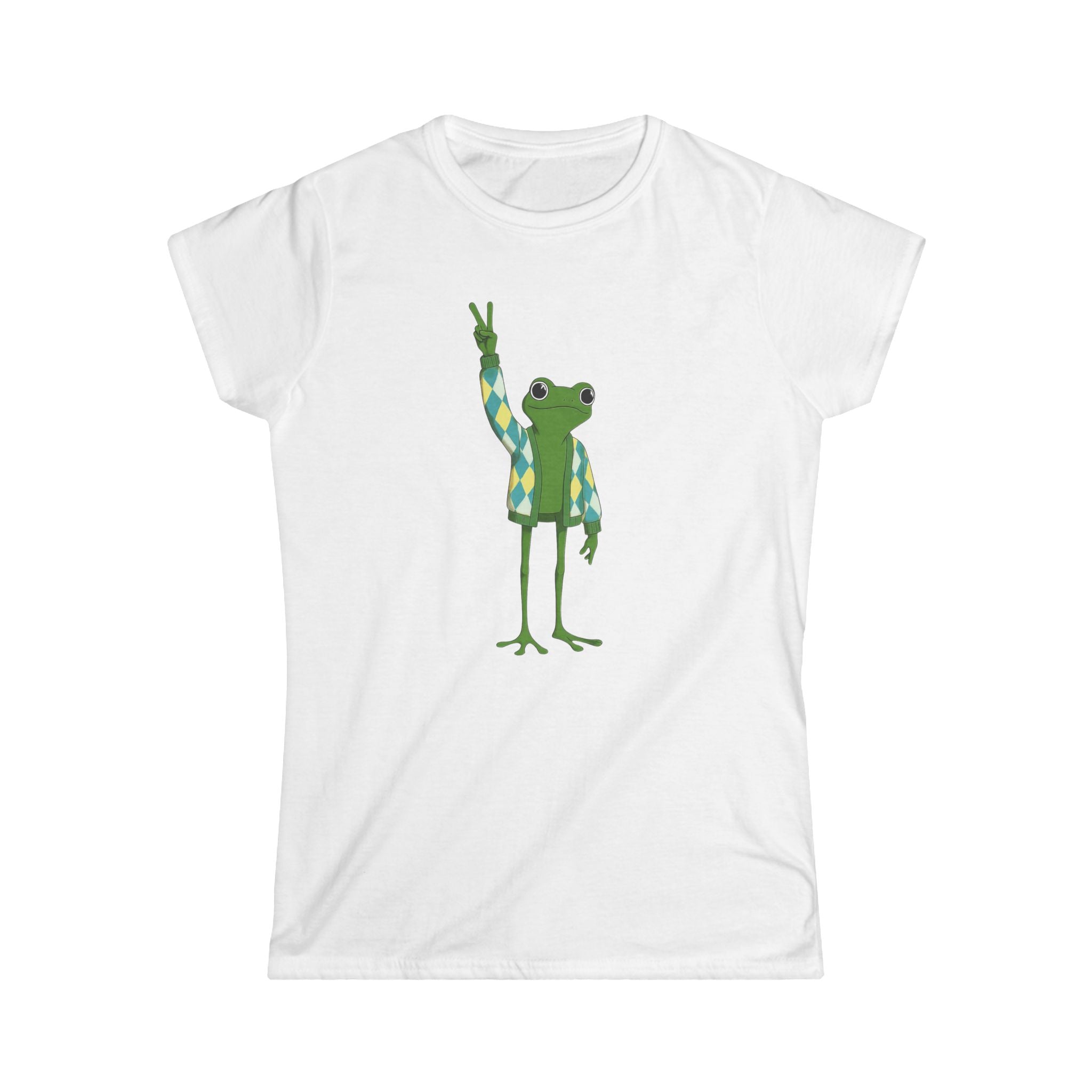 Frog Peace Softstyle Tee, Argyle Peace Sign Shirt for Women, Back to School, Social Justice, Frog Lovers, World Peace, Activist Gift
