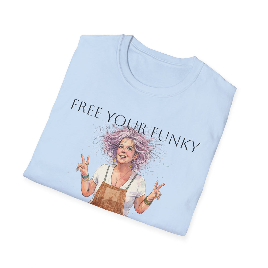 T-Shirt — “Free Your Funky” Peace-Sign Boho Woman Graphic Tee