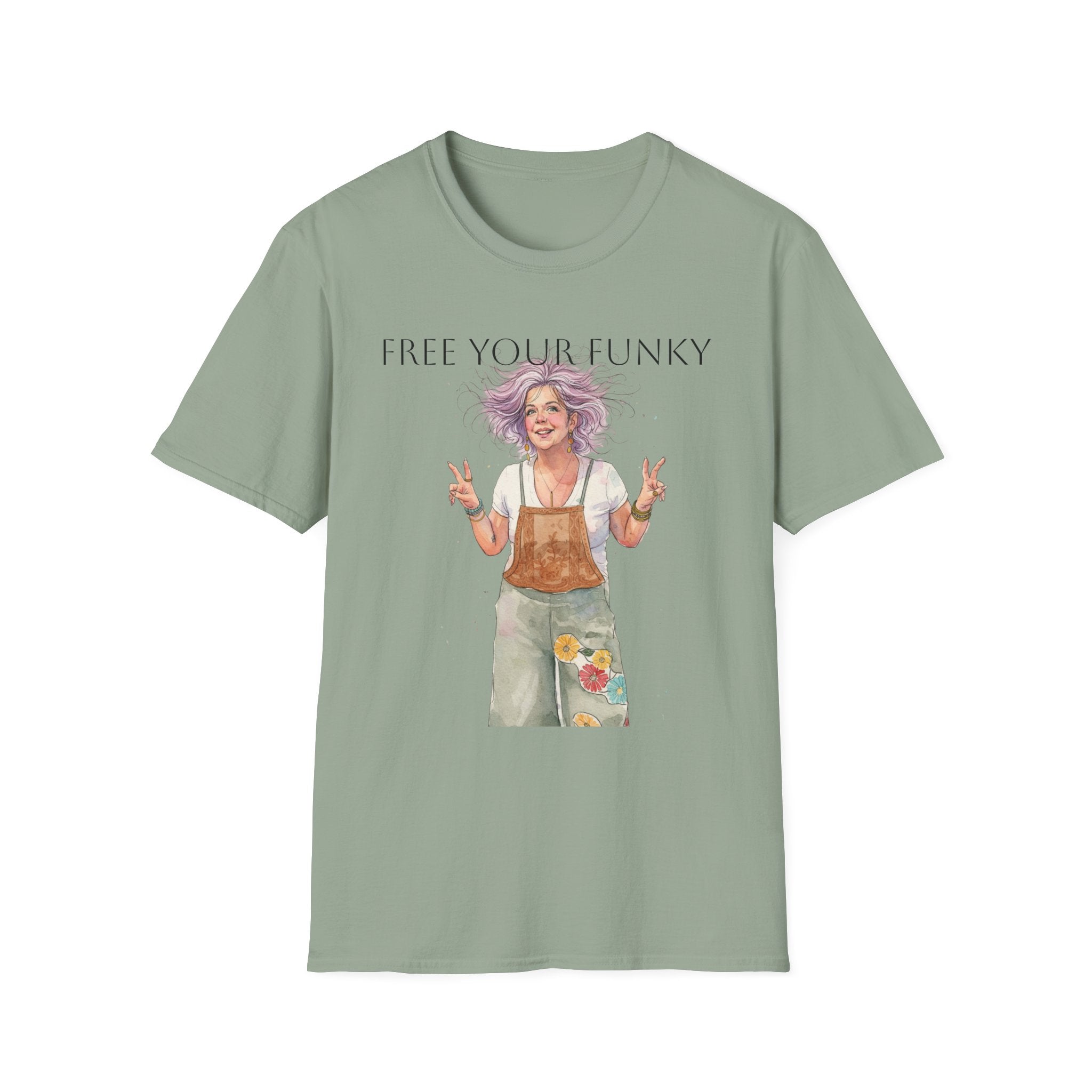 T-Shirt — “Free Your Funky” Peace-Sign Boho Woman Graphic Tee