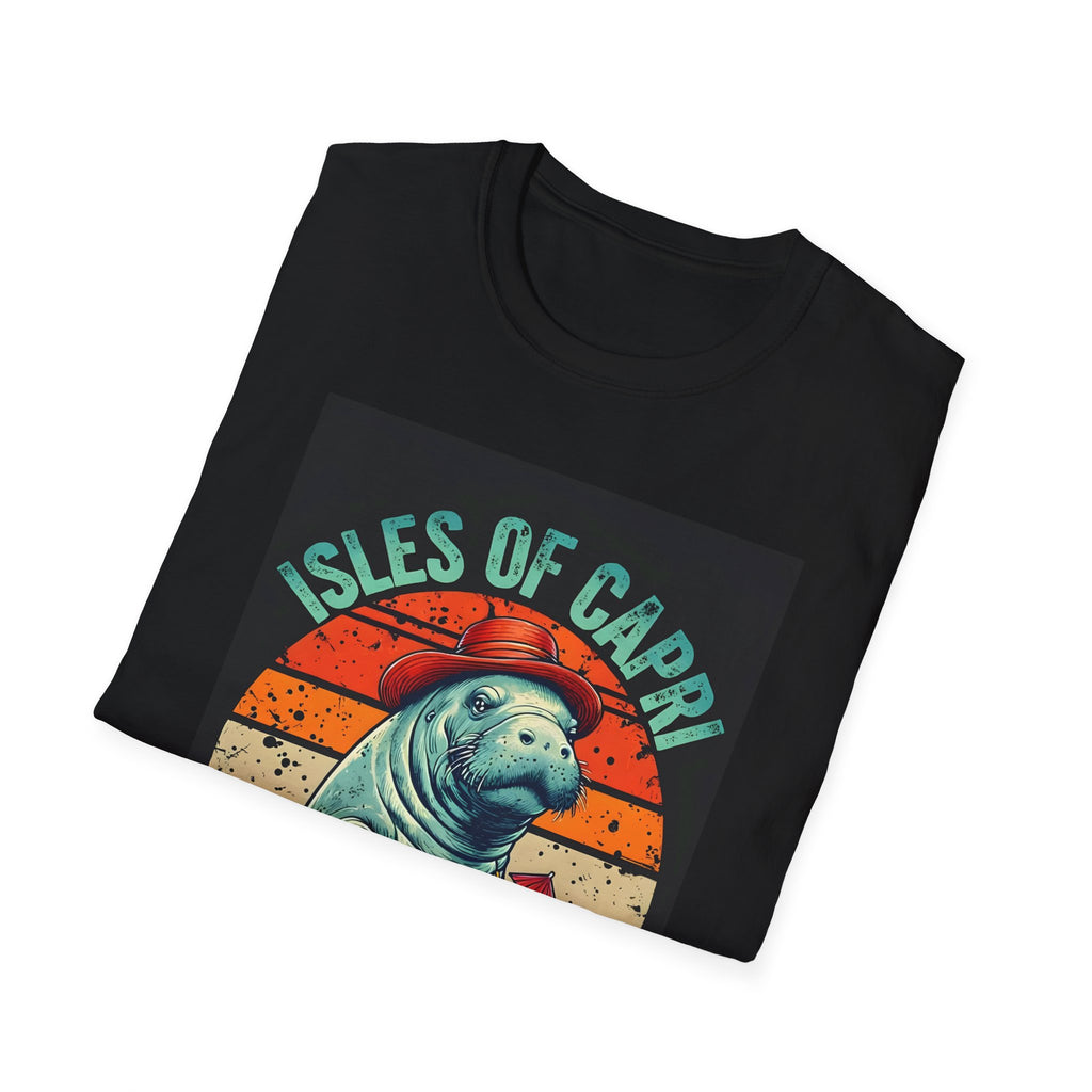 Manatee Lover Unisex Softstyle T-Shirt, Animal Print Shirt, Wildlife Tee, Ocean Theme Top, Nature Graphic Tee
