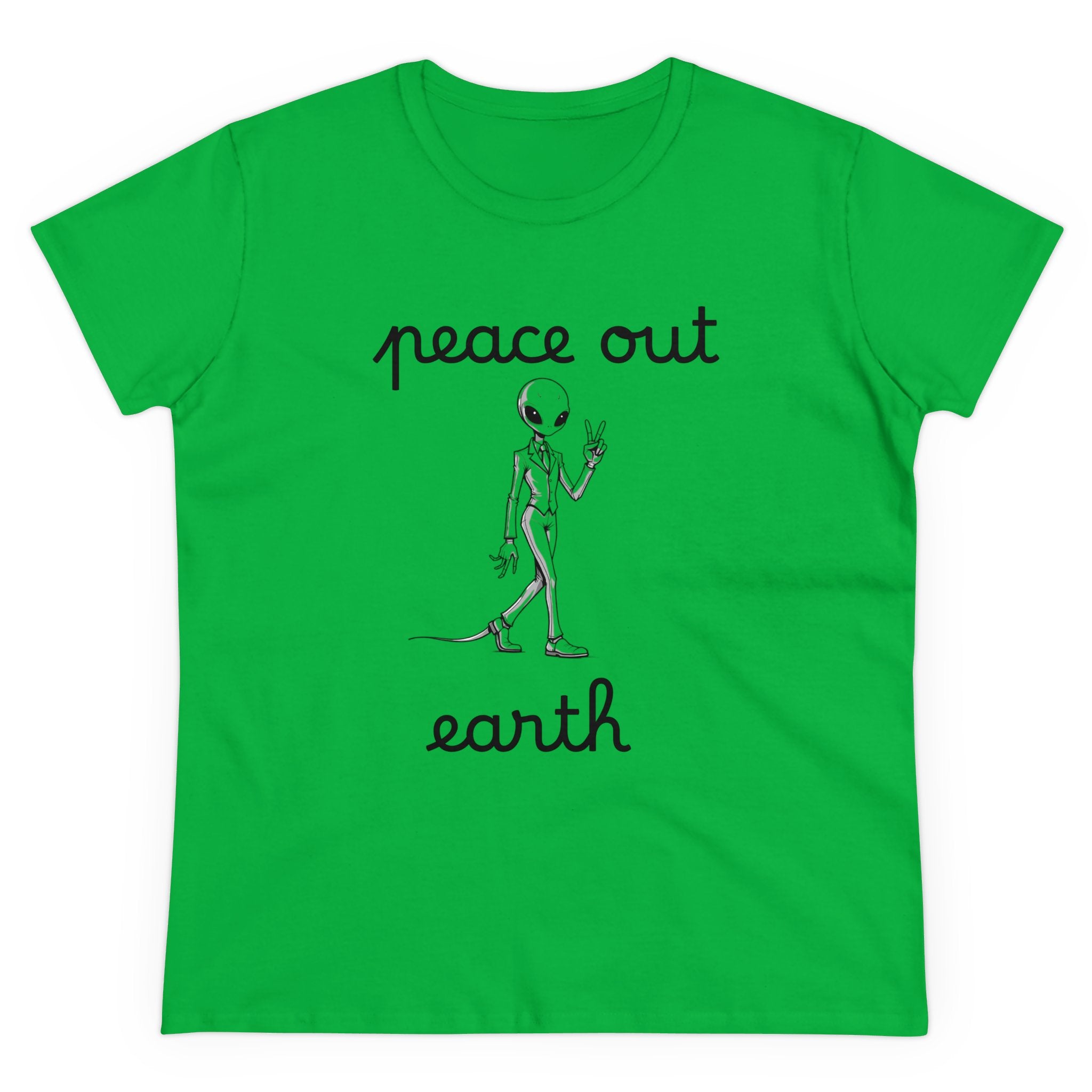 T-Shirt, Peace Out Earth design, Women's Graphic Tee, Casual Shirt, Soft Cotton Top, Boho Style Clothing