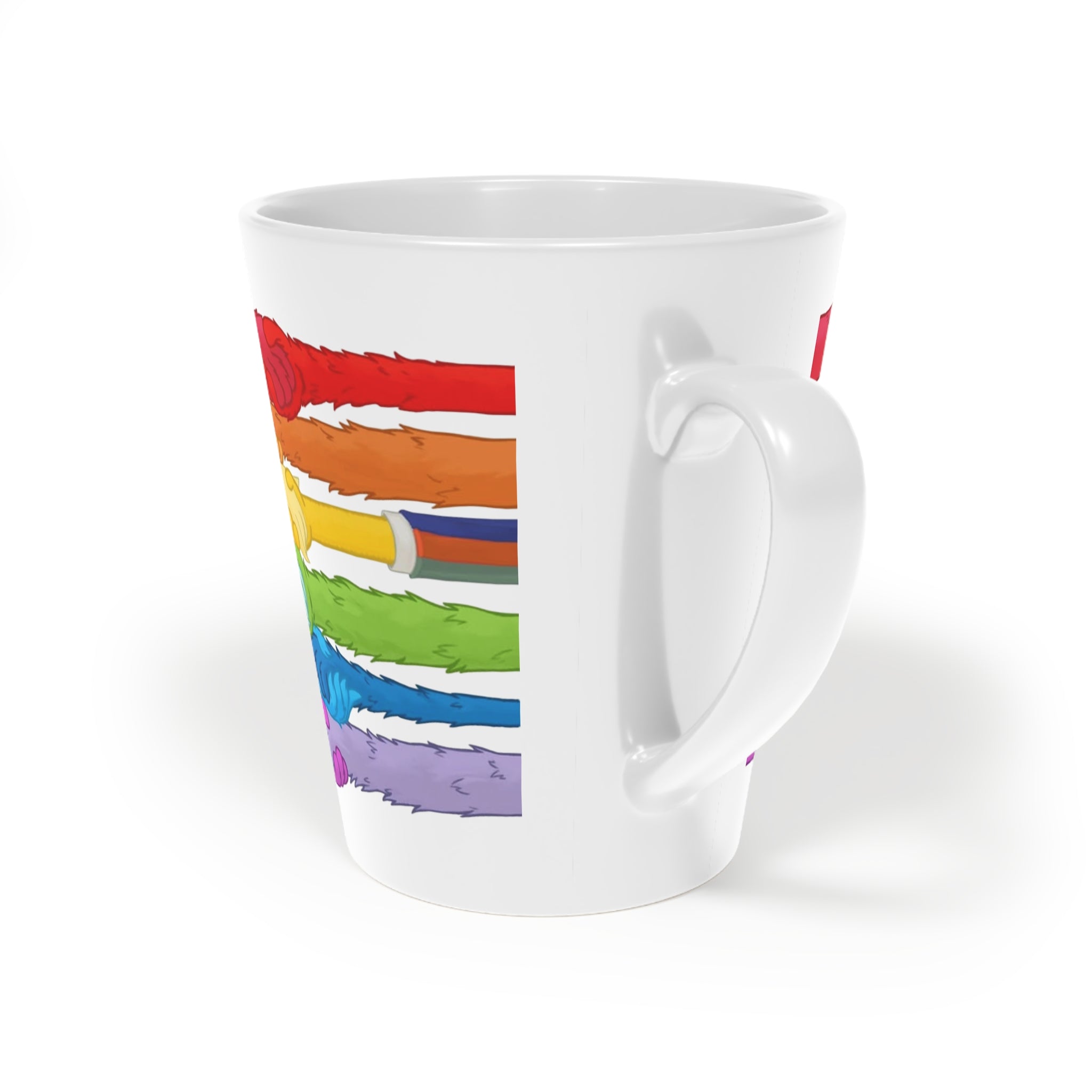 Vibrant Pride Latte Mug - Colorful 12oz Cup for Coffee Lovers, LGBTQ+ Gifts, Tea Drinkware, Rainbow Decor, Unique Mugs