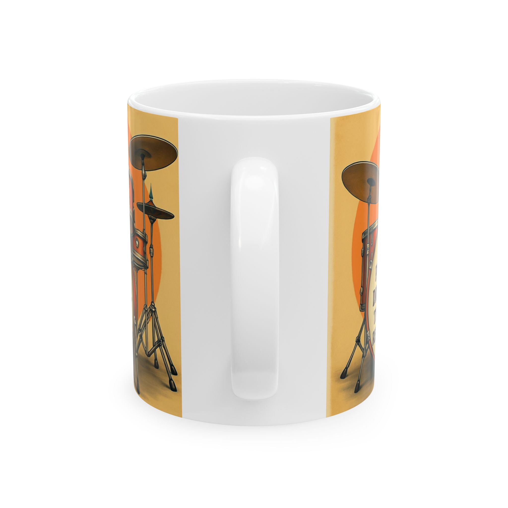 Drummer Ceramic Mug, Drumming Musician Gift Cup, 11oz 15oz Coffee Tea, Funny Drum Play Quote, Band Percussionist Music Lover Present