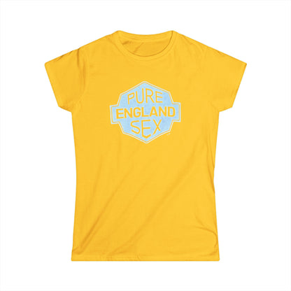 Pure England Sex Tee, Casual Women's Shirt, Funny Graphic Top, Gift for Her, Summer Fashion, Trendy Softstyle Tee white lotus