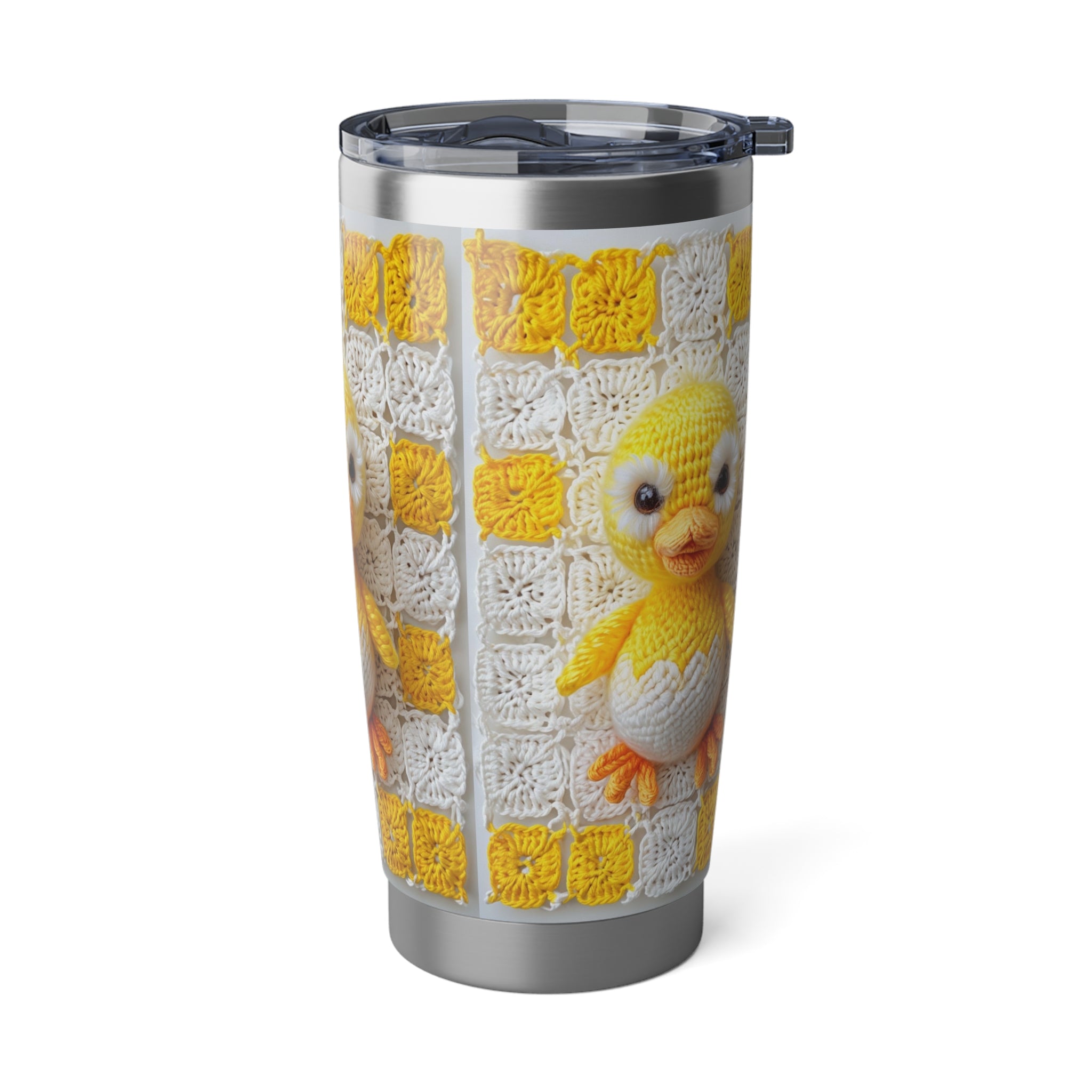 Cute printed Crochet Chick 20oz Tumbler – Yellow Amigurumi Baby Duck Travel Mug