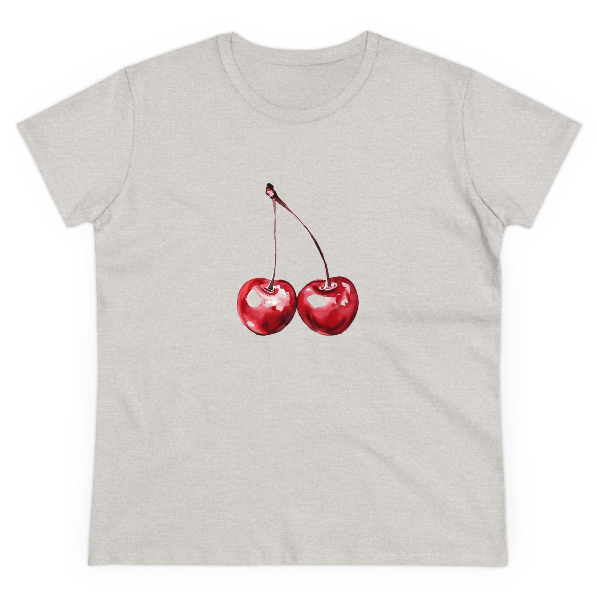 Cherries Tee, Fruit Graphic Shirt, Summer Vibes Top, Women's Cotton T-Shirt, Retro Cherry Print Clothing, Food Lover Gift