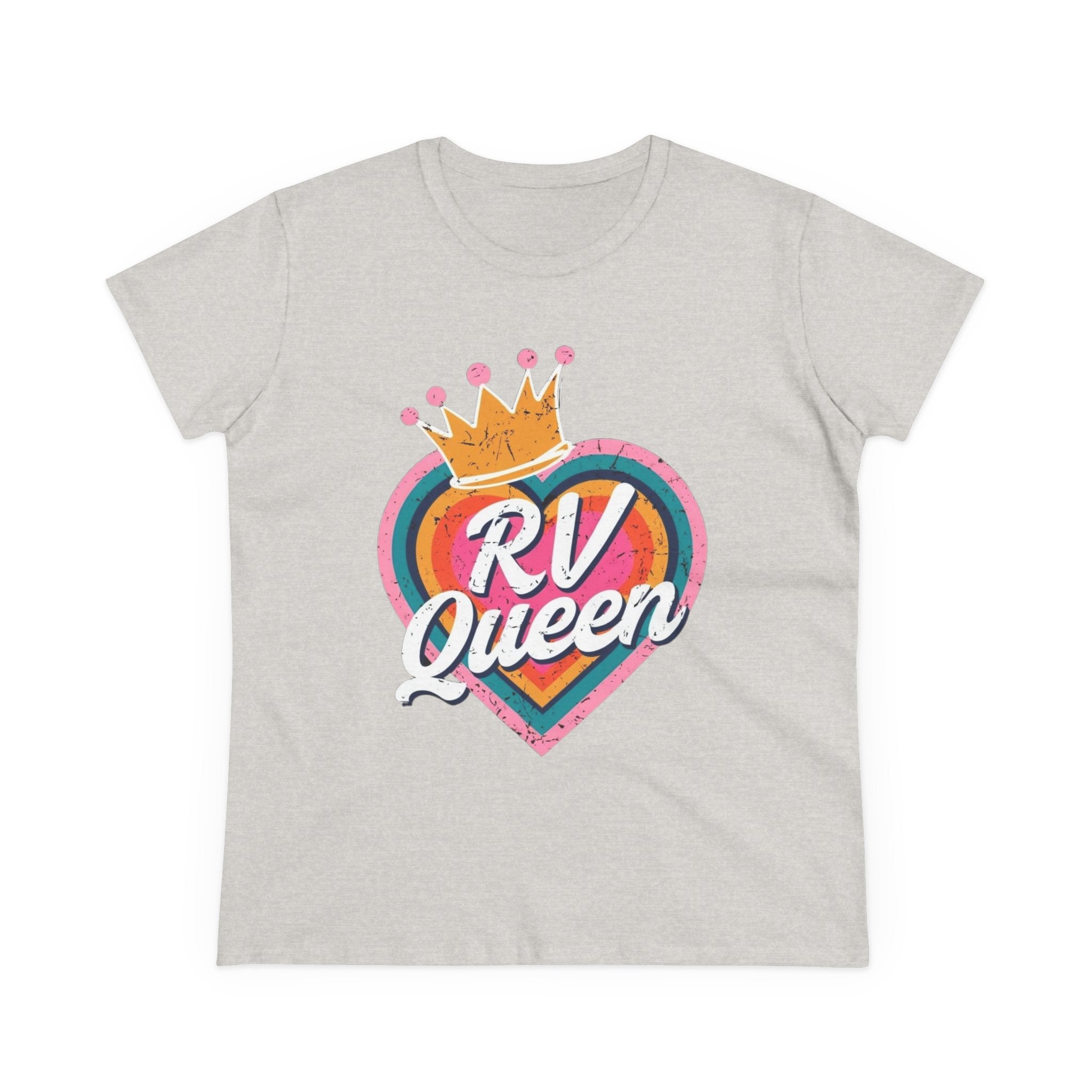 T-Shirt, RV Queen Camping Traveling, Women's Midweight Cotton Tee, Outdoor Adventure Shirt, Camper Life Top, Road Trip Apparel, Campfire