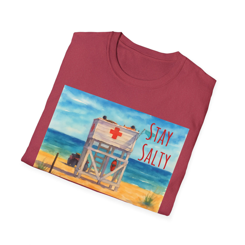 Stay Salty Ocean Vibes Unisex T-Shirt, Stay Salty Lifeguard Stand Beach Sunshine , Gift for Beach Lovers, Summer Tee, Coastal Theme Top,