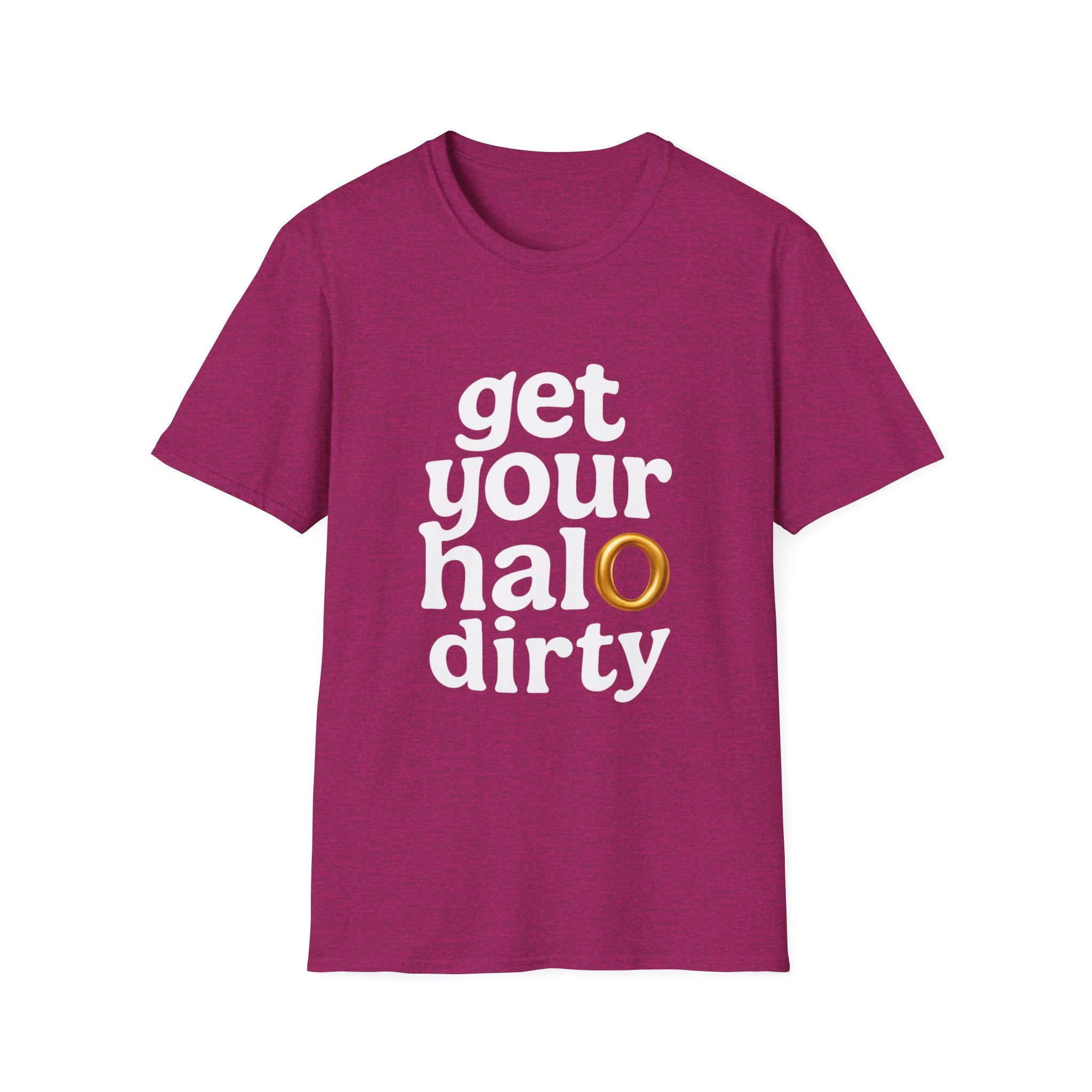 Get Your Halo Dirty Funny Gift T-Shirt, Angel Devil Unisex Tee, Softstyle Graphic Shirt gift for him gift for her religious humor