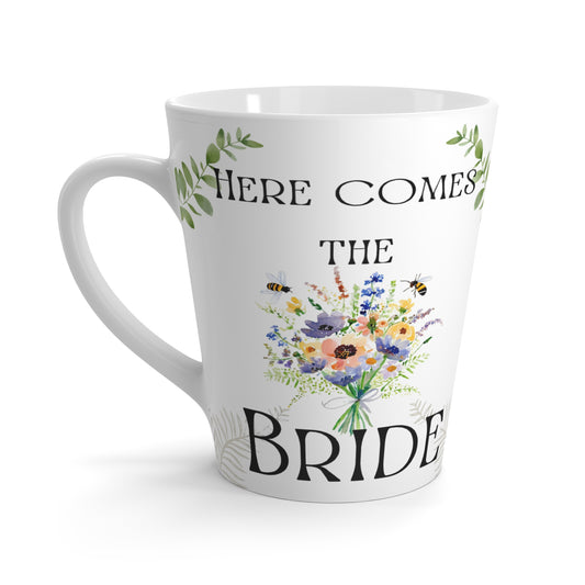 Latte Mug - Here Comes the Bride Gift for Brides to Be Wedding Shower Bridal Party Engagement Present Coffee Cup