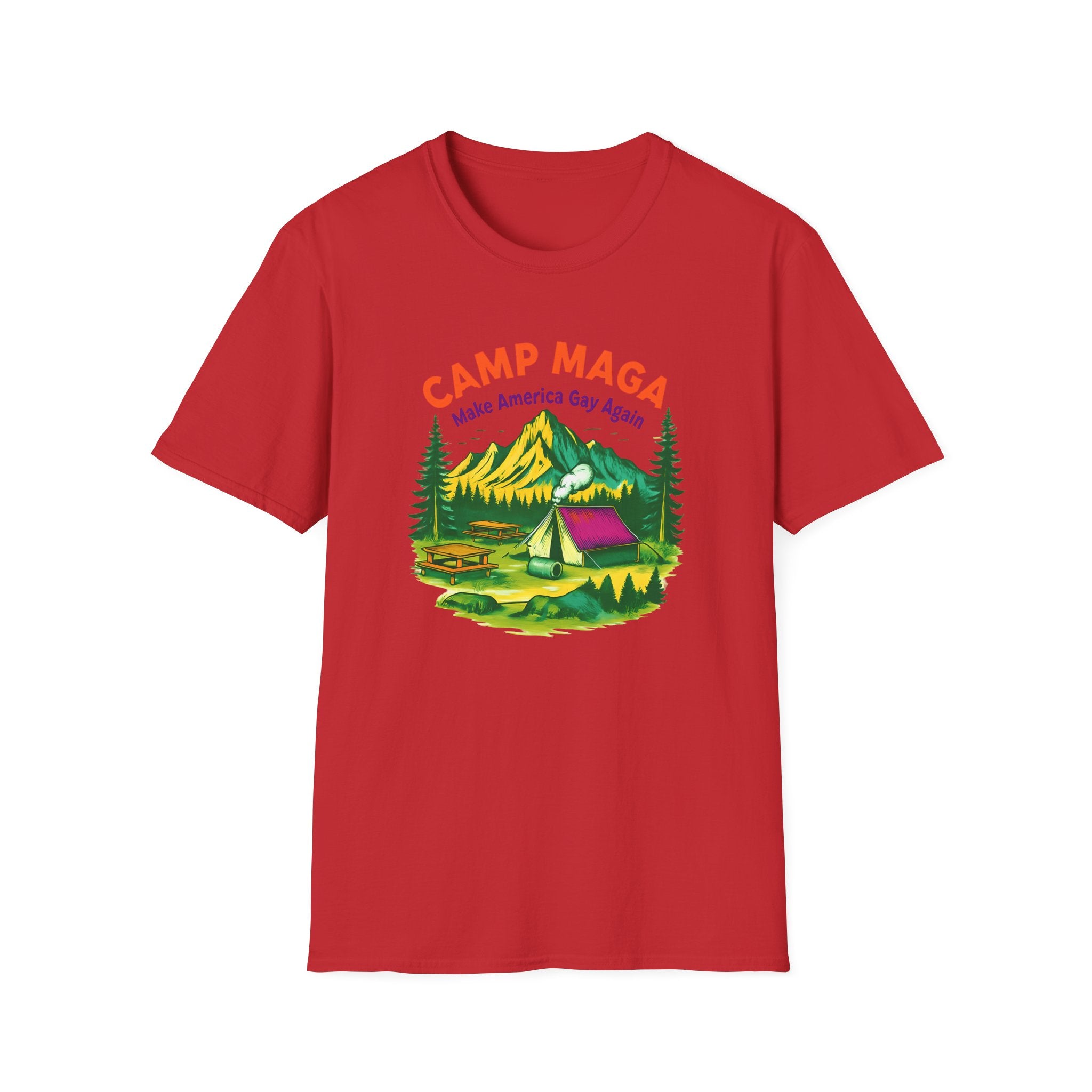Camp MAGA Unisex make America gay again carnival Softstyle T-Shirt - Make America Gay Again, LGBTQ Pride Shirt, Camping Tee, Gift for [...]
