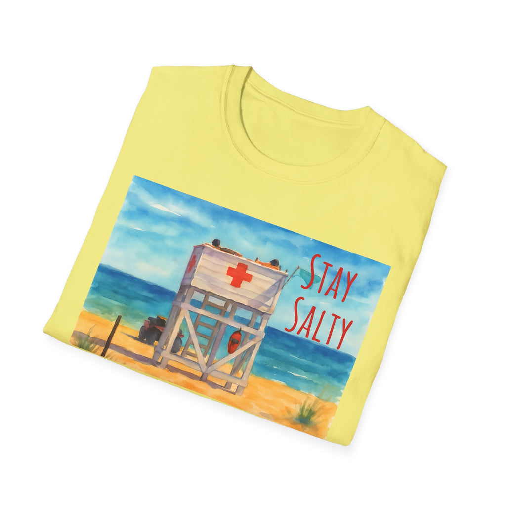 Stay Salty Ocean Vibes Unisex T-Shirt, Stay Salty Lifeguard Stand Beach Sunshine , Gift for Beach Lovers, Summer Tee, Coastal Theme Top,