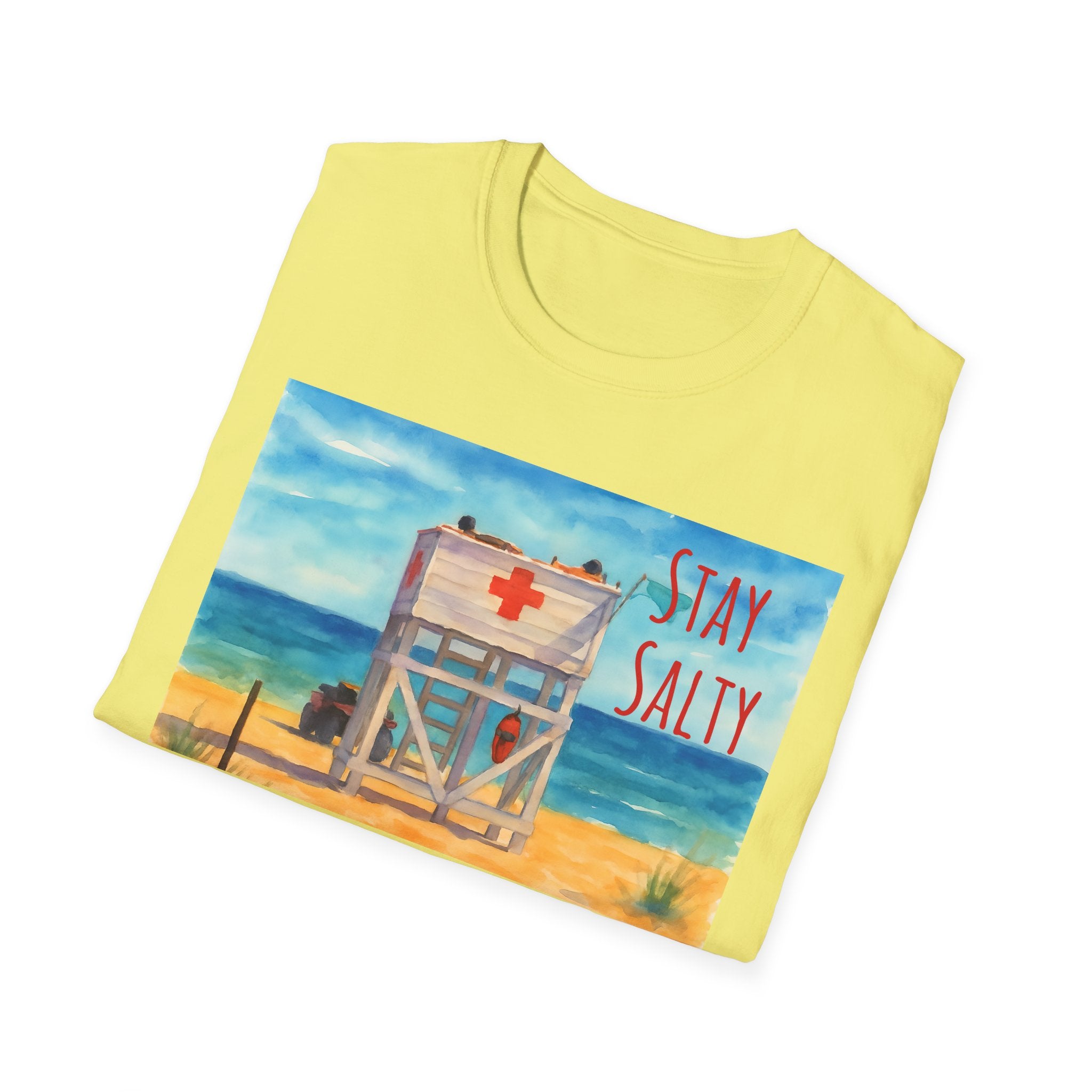 Stay Salty Ocean Vibes Unisex T-Shirt, Stay Salty Lifeguard Stand Beach Sunshine , Gift for Beach Lovers, Summer Tee, Coastal Theme Top,