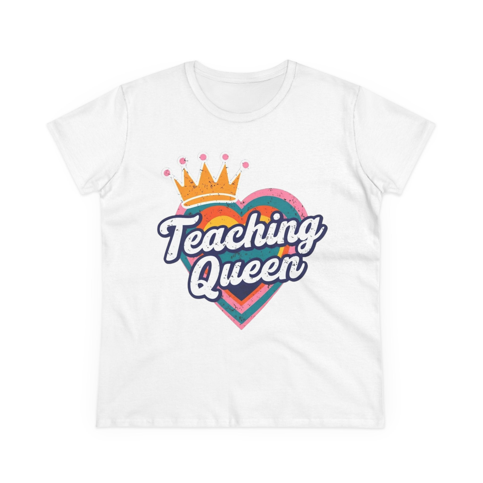 Teaching Queen Tee, Best Teacher Gift Shirt, Midweight Cotton T-Shirt, Teacher Appreciation Top, Female Educator Apparel, School Instructor