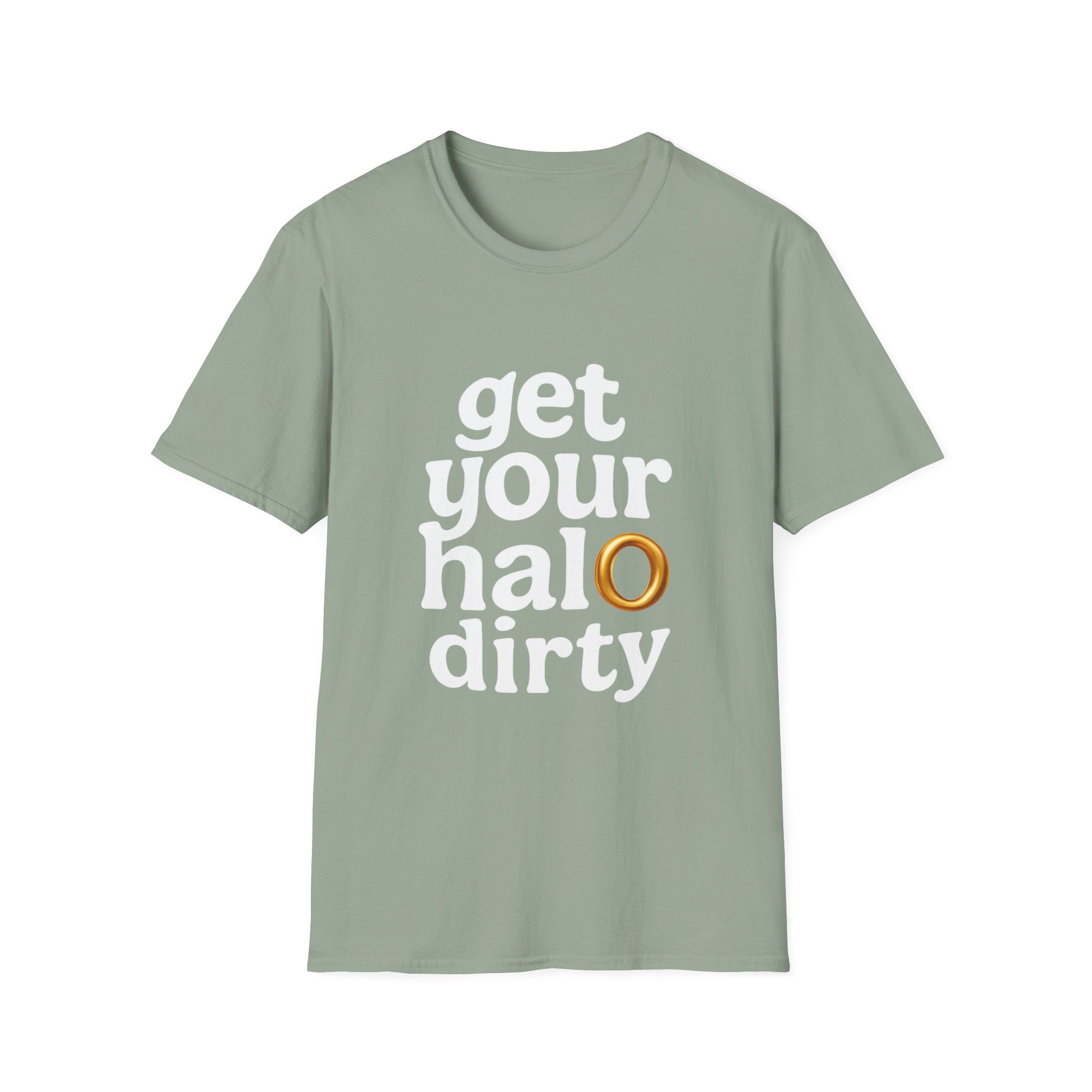 Get Your Halo Dirty Funny Gift T-Shirt, Angel Devil Unisex Tee, Softstyle Graphic Shirt gift for him gift for her religious humor