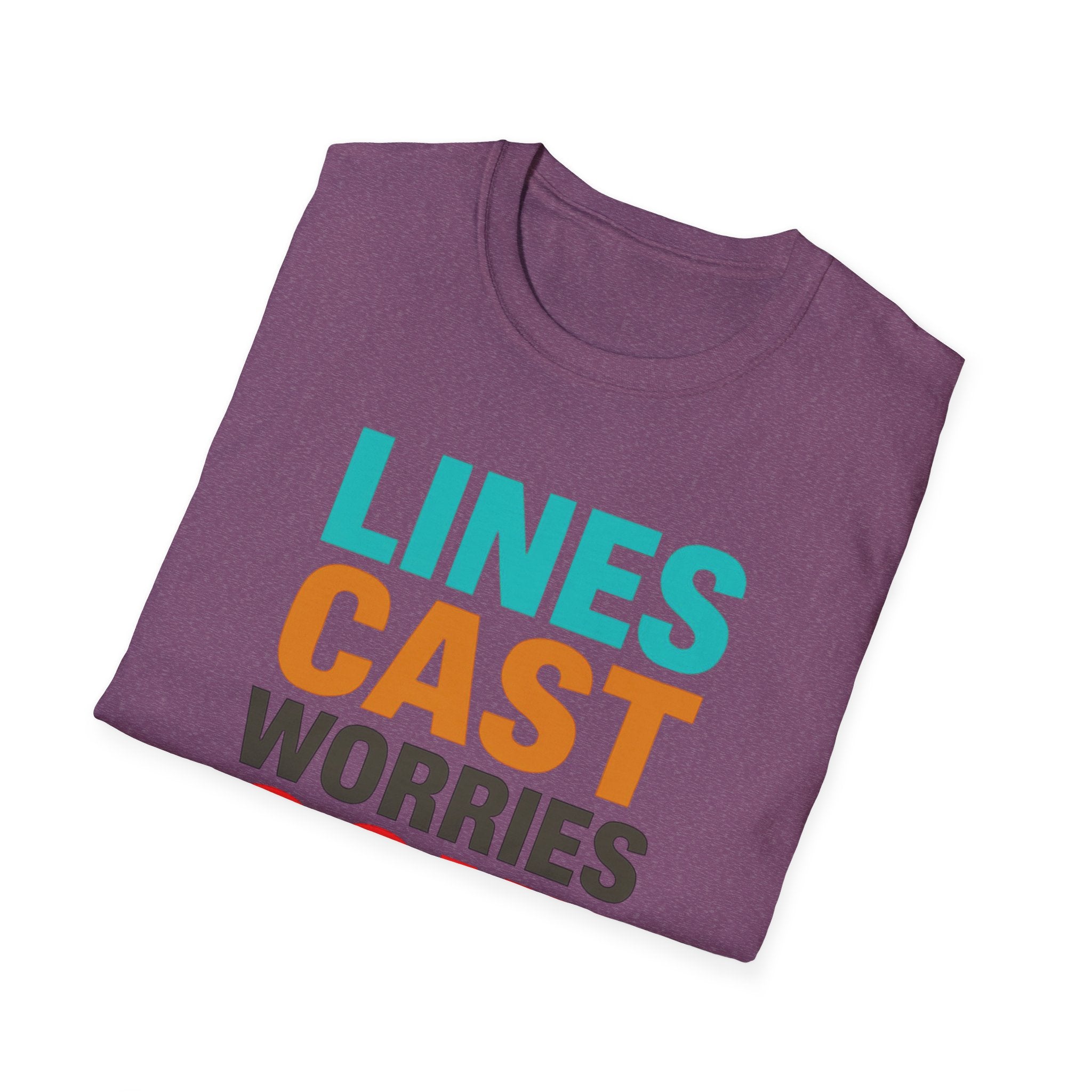 Relaxing Lines cast worries gone T-Shirt - Unisex Softstyle Tee, Casual Wear, Gift for Fishermen, Summer Vibes, Relaxation Shirt