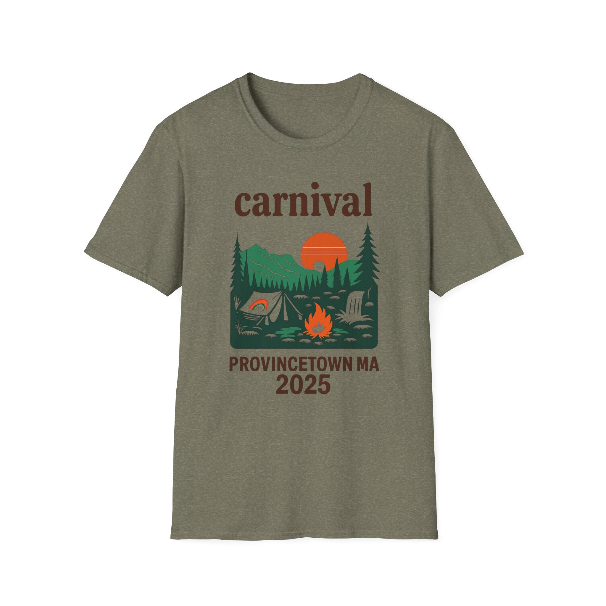 Vintage Camping Graphic T-Shirt, carnival rainbow Unisex Outdoor Tee, Nature Lover Gift, Festival , Retro Hiking Shirt, Carnival 2023 Merch