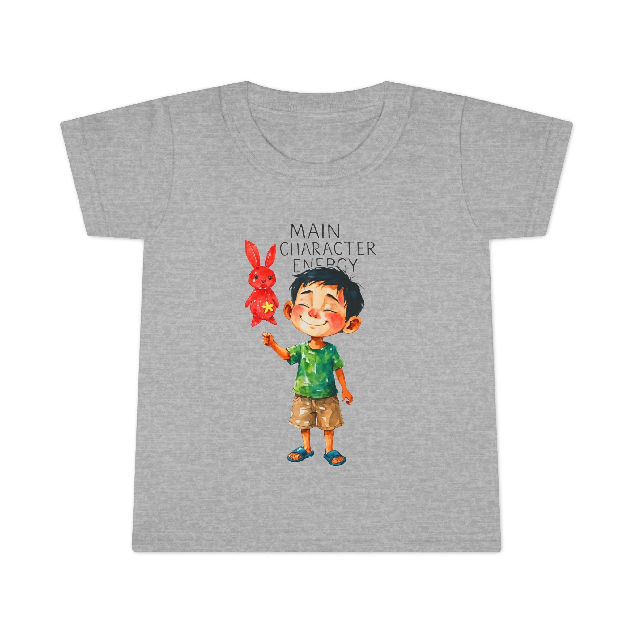 Main Character Energy boys Playful Toddler T-Shirt with Bunny Cute Kids Tee, Fun Spring Outfit, Perfect Birthday Gift,  Adventure Wear