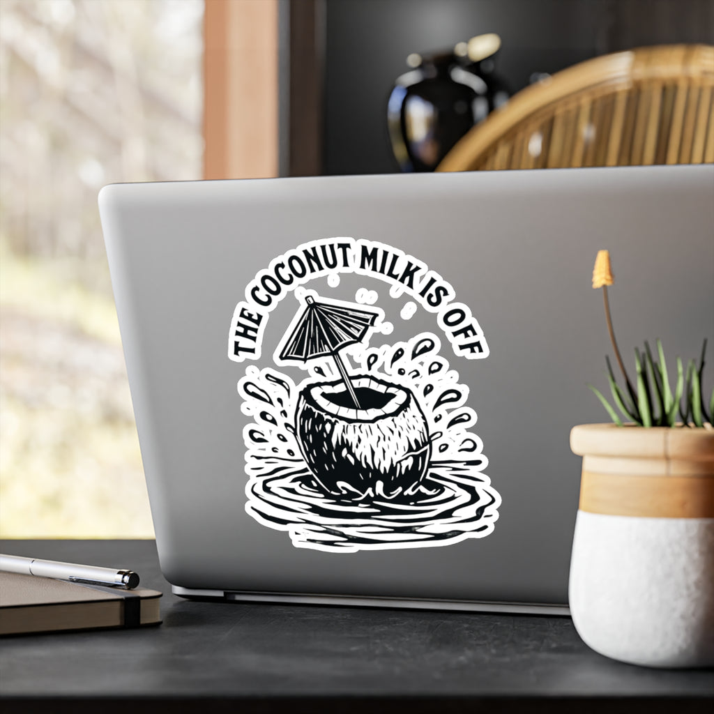 Coconut Milk Vinyl Decals - Fun Tropical Decor for Laptops & Water Bottles, Aesthetic Stickers for Home, Beach Lover Gift, Summer Vibes