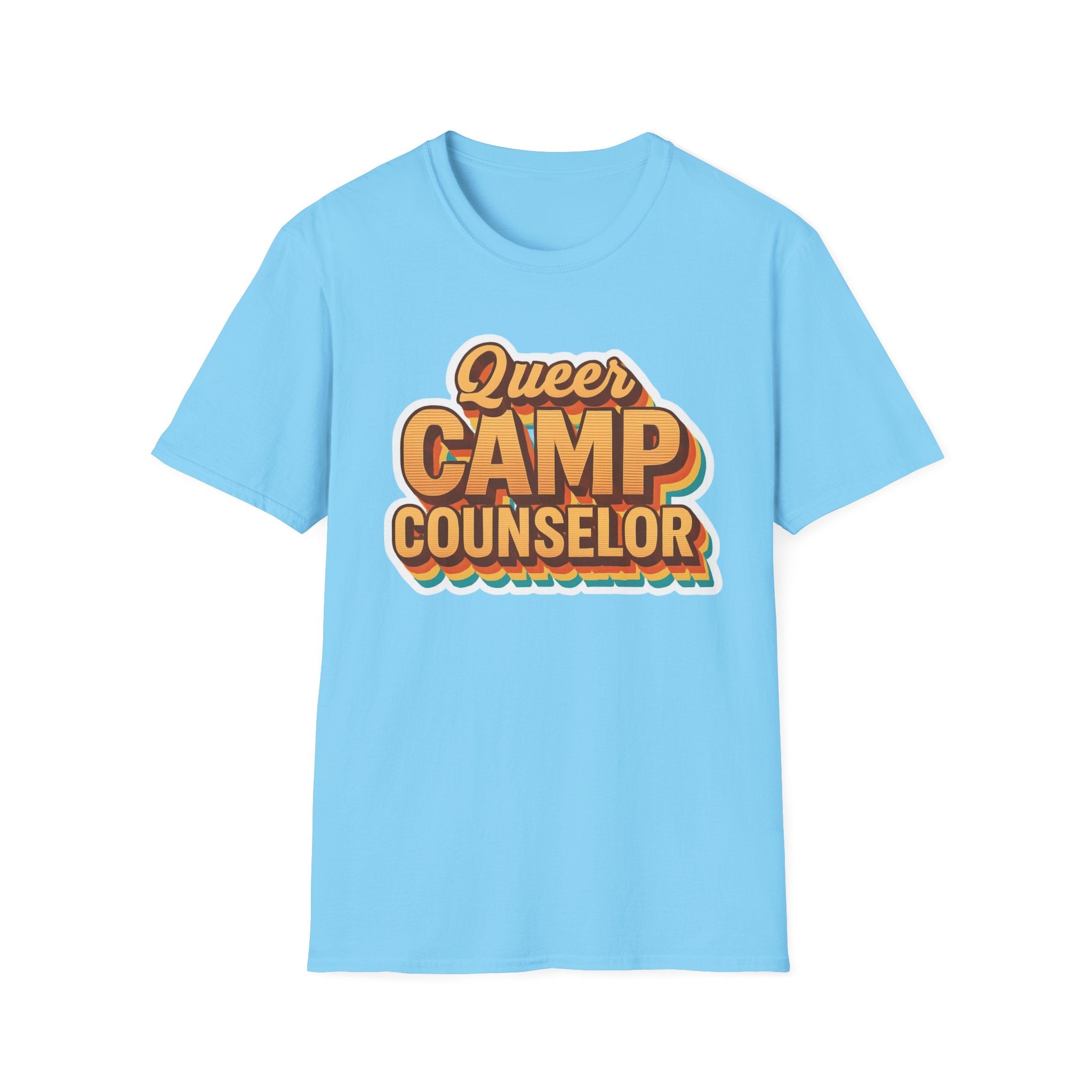 Queer Camp Counselor T-Shirt, LGBTQ Pride Tee, Rainbow Graphic Shirt, Summer Camp Theme Top, Gender Neutral Clothing Ptown carnival