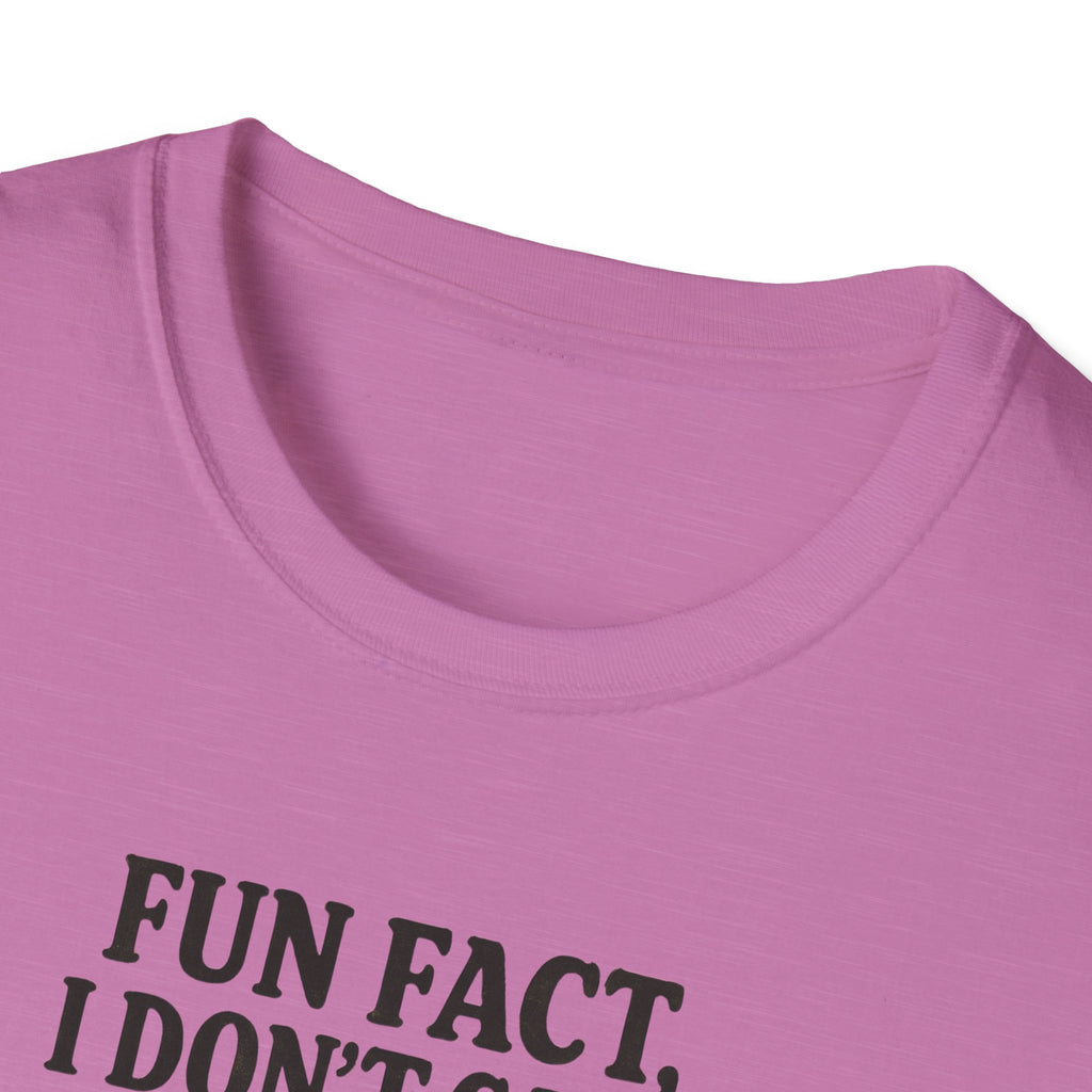 I dont care Sarcastic Cat Lover Unisex Softstyle T-Shirt, Funny Graphic Tee, Zero F's Given Animal Shirt,Humorous Tee for Cat Owners