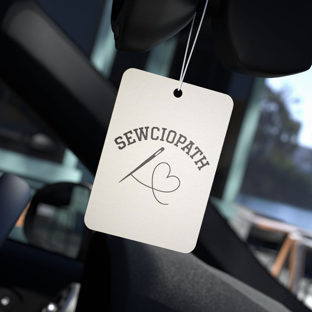Sewciopath Car Air Freshener – Funny Sewing Lover Air Freshener with Needle & Heart Design
