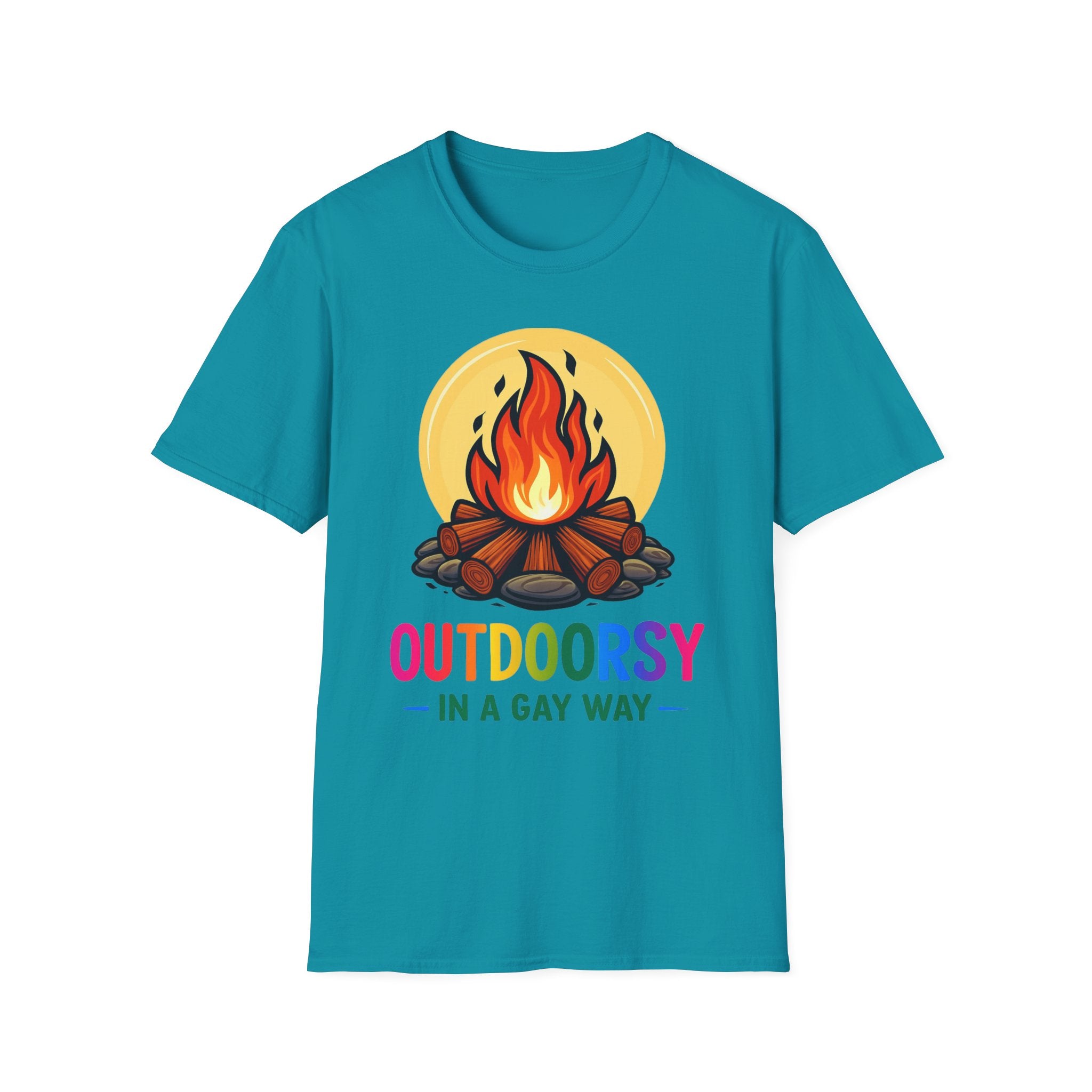 Outdoorsy Pride Unisex T-Shirt, Camping Tee, LGBTQ+ Apparel, Summer Festival Shirt, Queer Outdoor Adventure Top, Gift for Campers