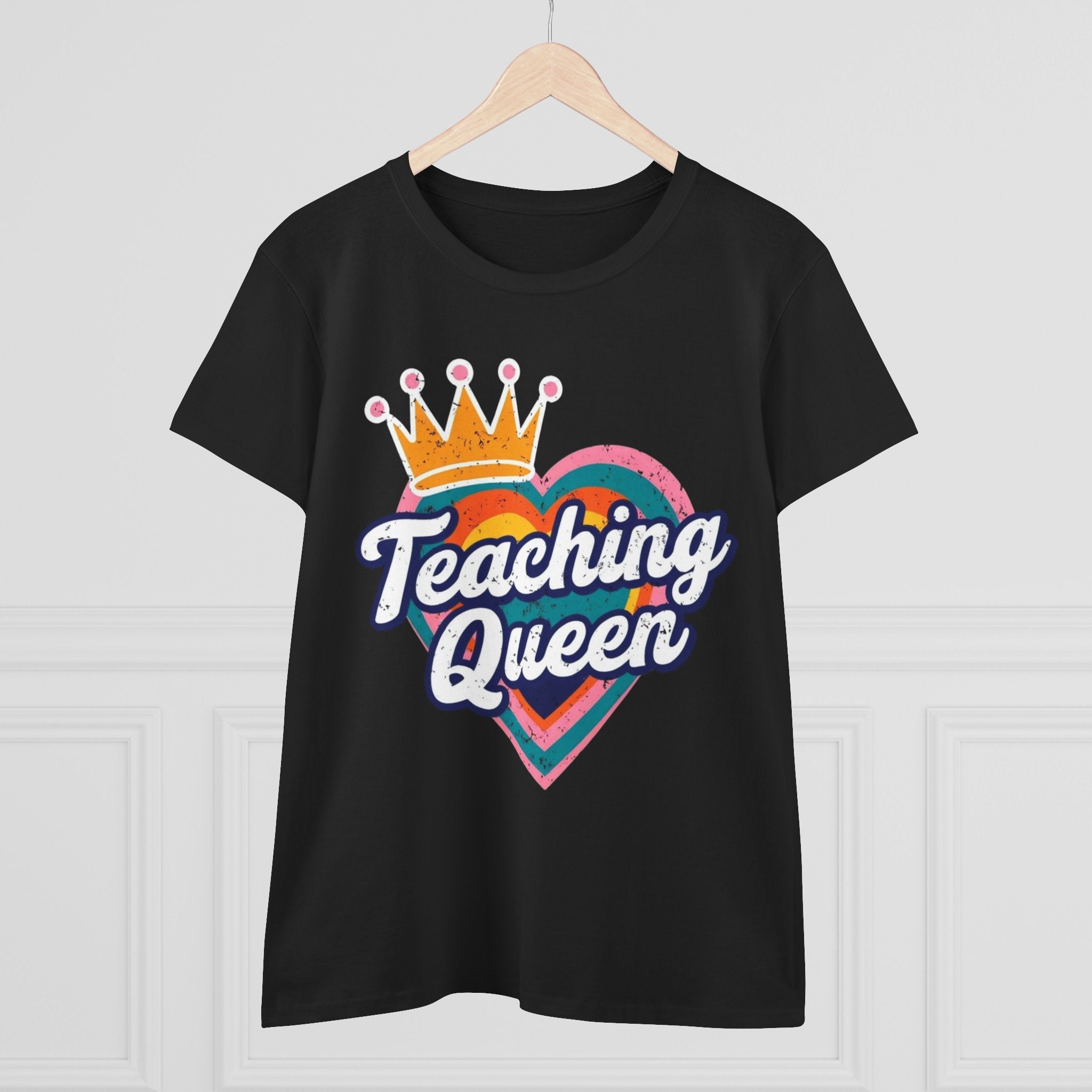 Teaching Queen Tee, Best Teacher Gift Shirt, Midweight Cotton T-Shirt, Teacher Appreciation Top, Female Educator Apparel, School Instructor