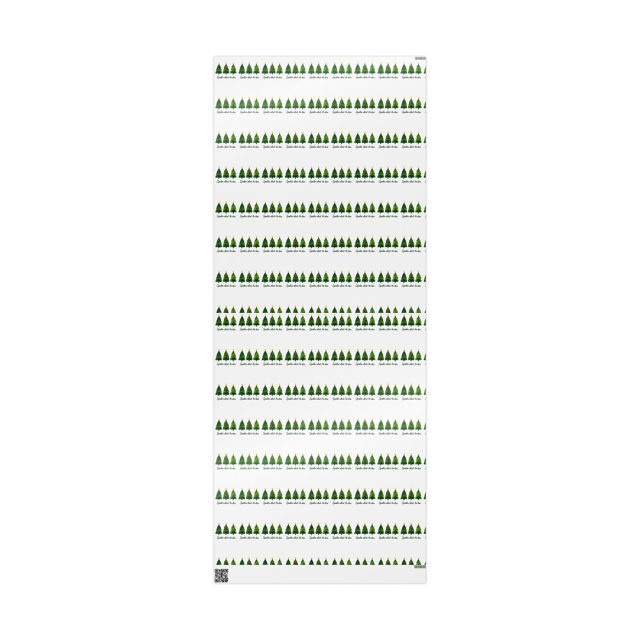 Funny Jesus Spoiler alert. He dies. Christmas Tree Wrapping Paper Roll – Festive Green Trees with