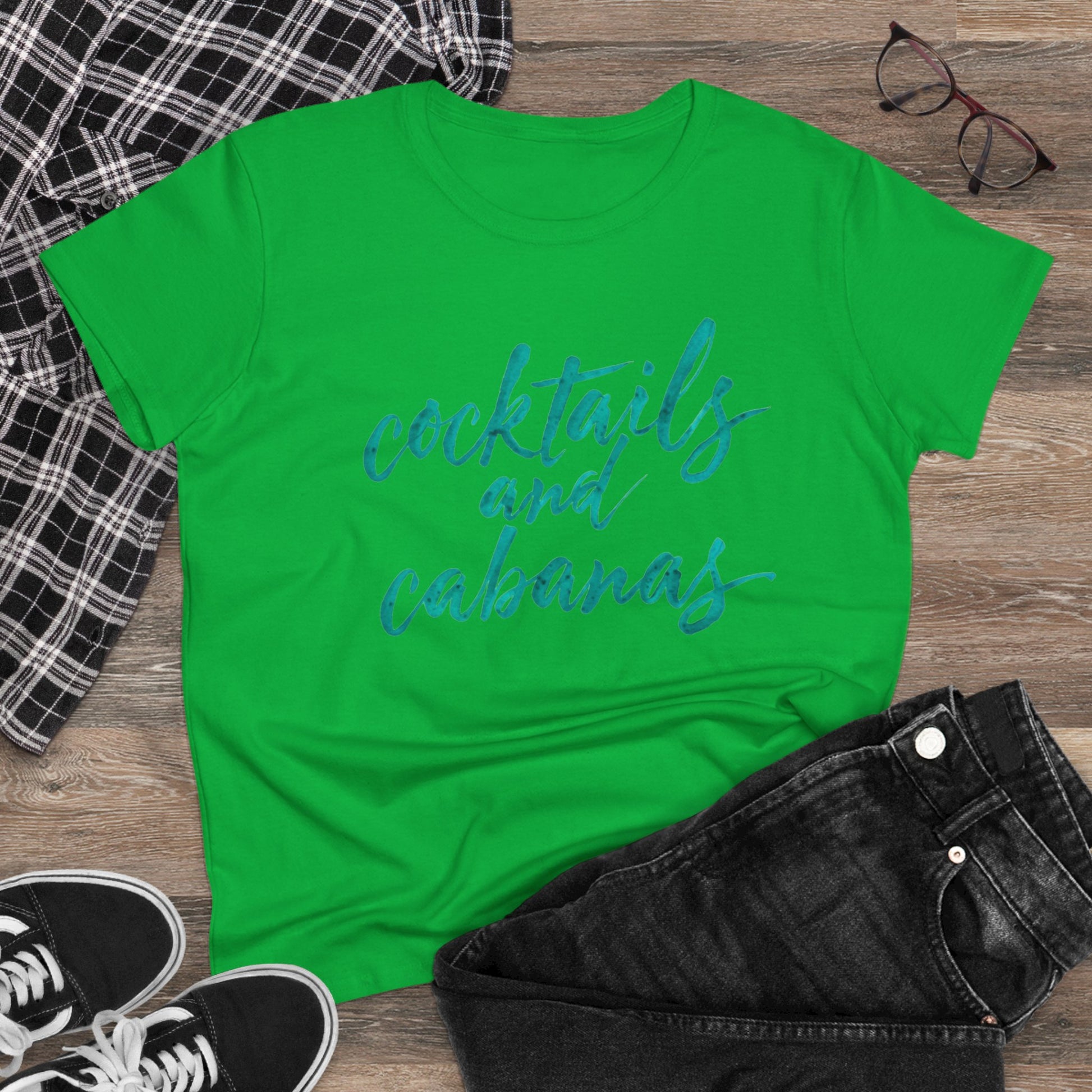 Cocktails and Cabanas Tee - Women&#039;s Midweight Cotton Shirt, Beachwear, Summer Top, Vacation Outfit, Casual Wear, Gift for Her, Pool