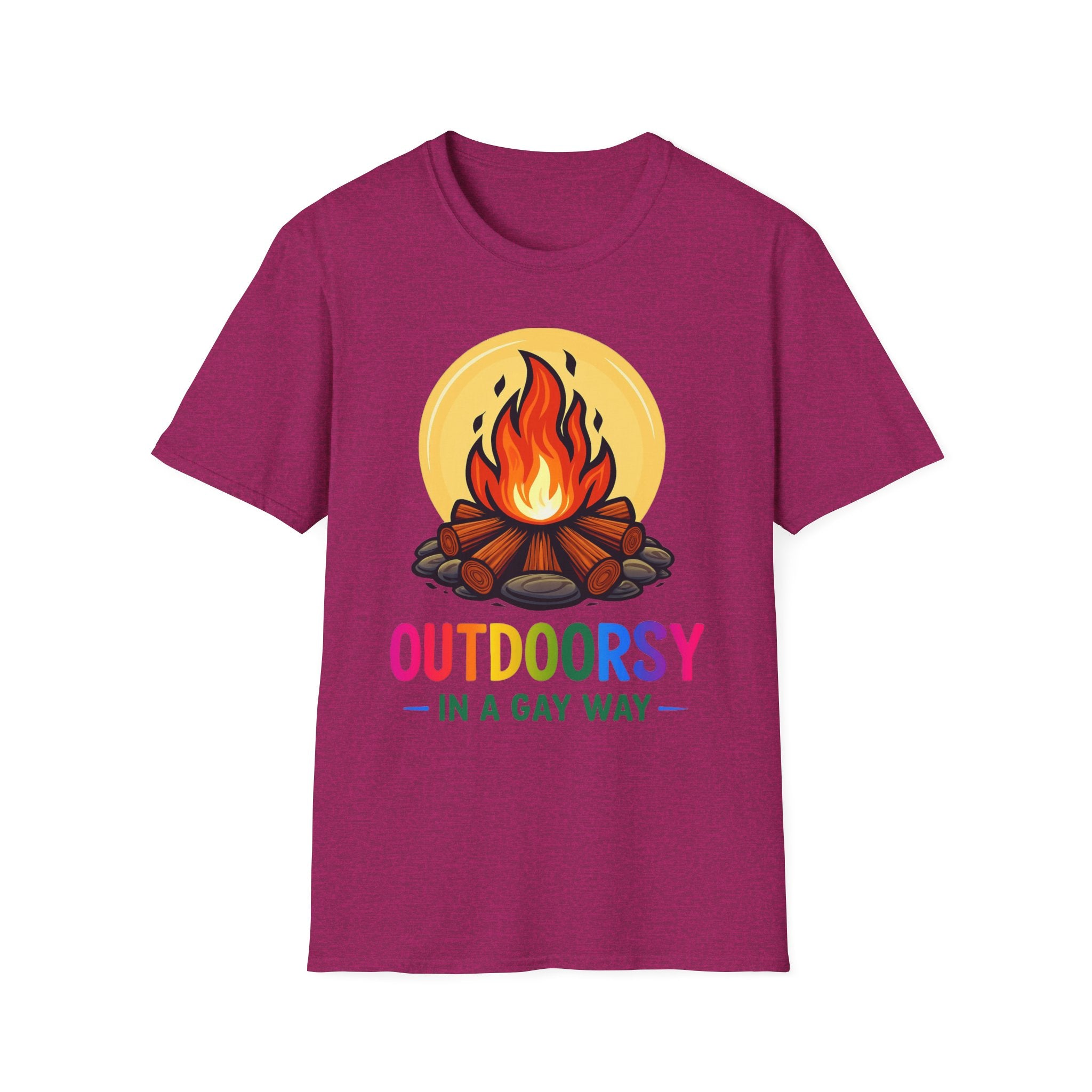 Outdoorsy Pride Unisex T-Shirt, Camping Tee, LGBTQ+ Apparel, Summer Festival Shirt, Queer Outdoor Adventure Top, Gift for Campers