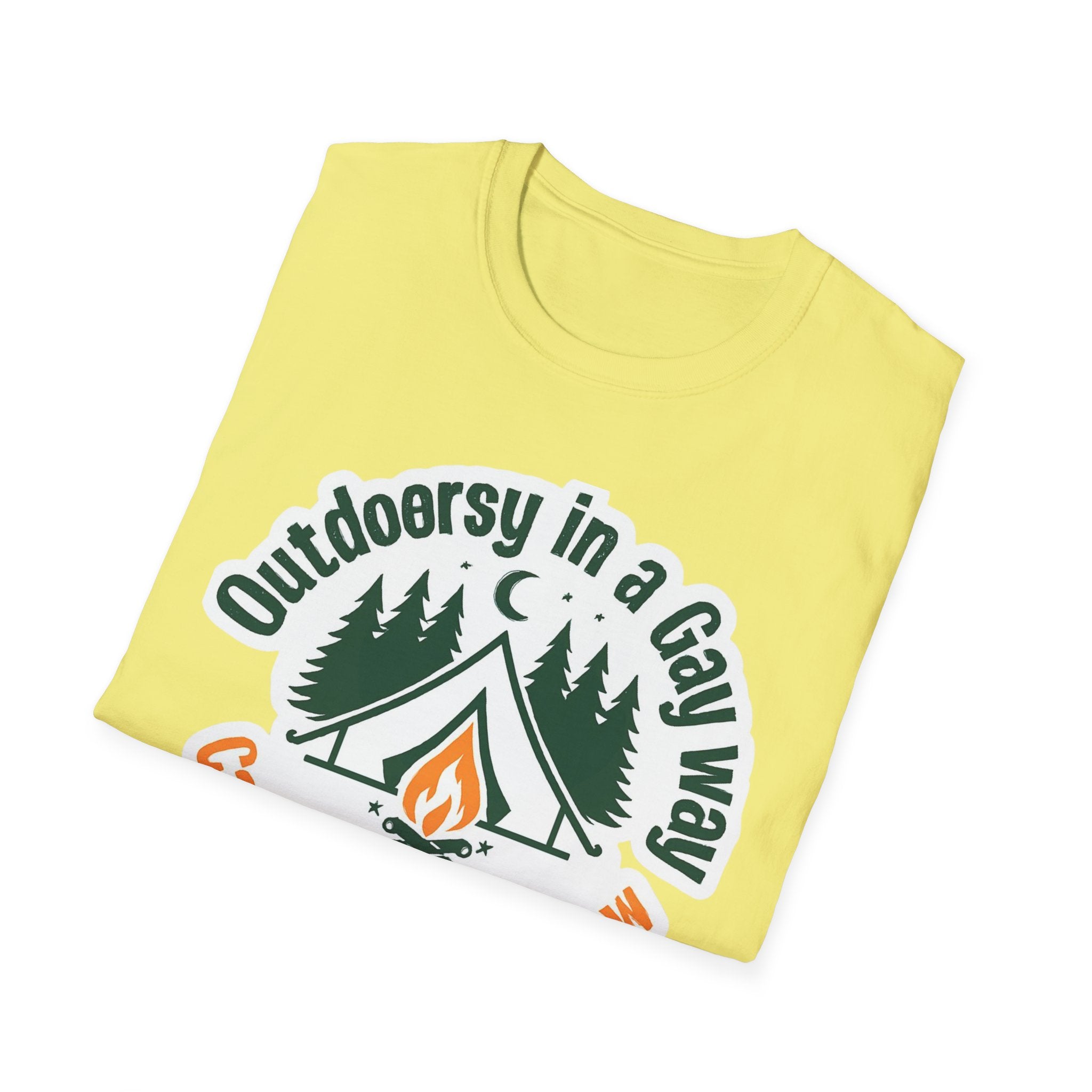 Camp Flaming Arrow Pride T-Shirt, Ptown carnival Gay Outdoorsy in a gay way, LGBTQ+ Camping Gear, Summer Festival Top, Unisex Graphic Tee