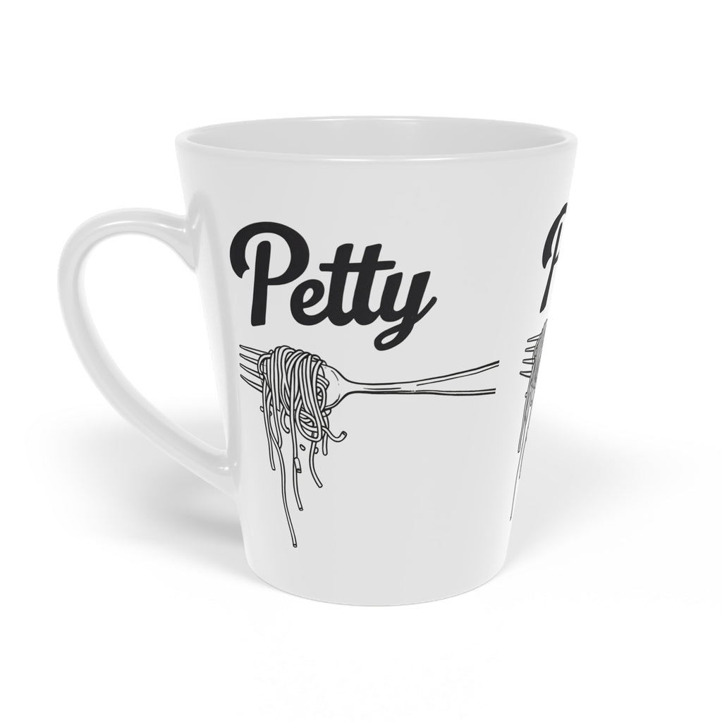 Latte Mug, 12oz - Petty Spaghetti, Sarcastic Gifts for Him and Her, Funny Coffee Cup, Cute Tea Mug, Novelty Gift, Ceramic Drinkware