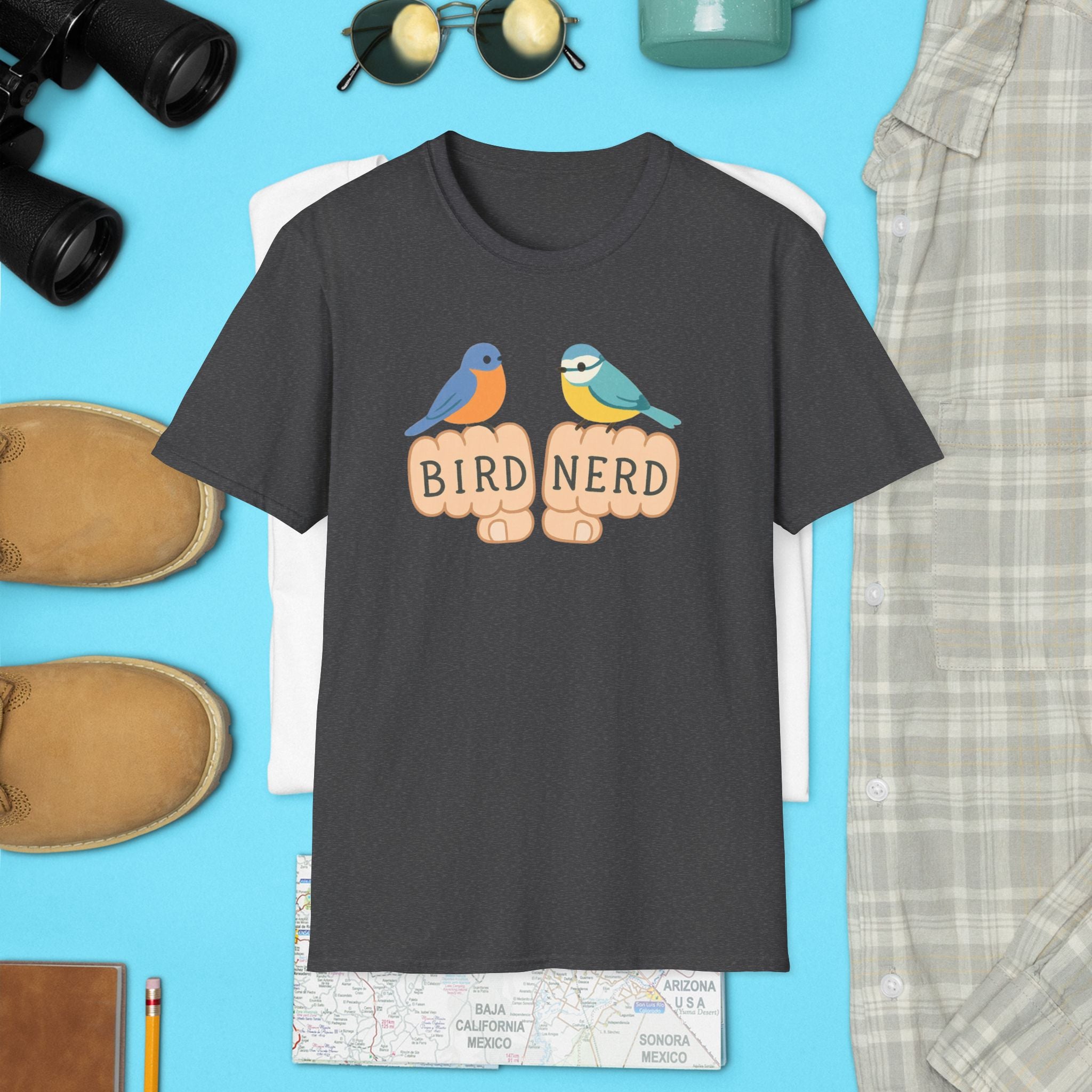Bird Nerd Unisex Softstyle T-Shirt, Perfect for Bird Lovers, Nature Enthusiasts, Gift for Birdwatchers, Casual Wear,  Apparel bird gift
