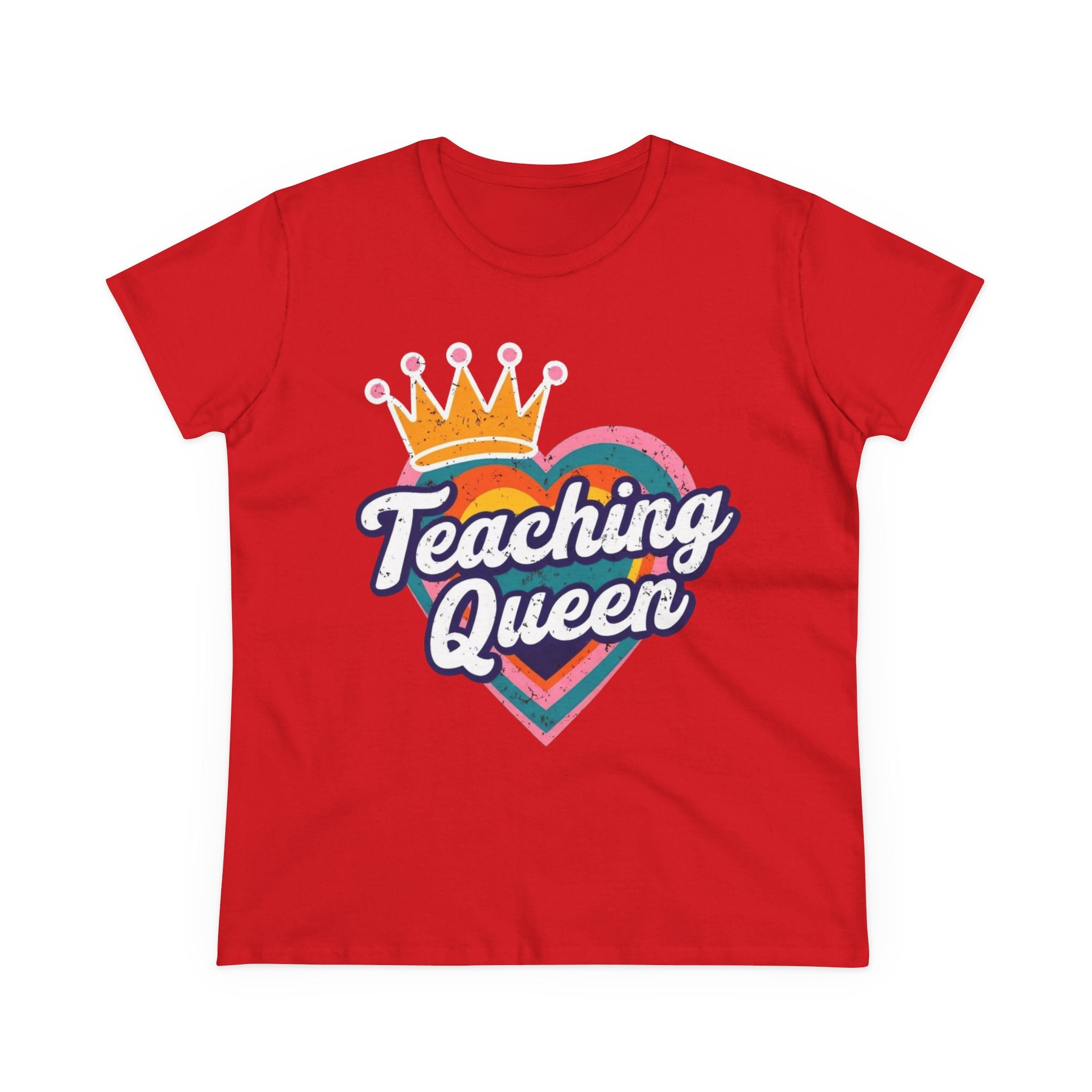 Teaching Queen Tee, Best Teacher Gift Shirt, Midweight Cotton T-Shirt, Teacher Appreciation Top, Female Educator Apparel, School Instructor