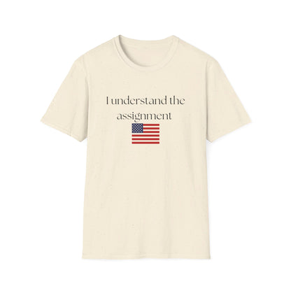 I understand the assignment and flag Unisex Softstyle T-Shirt